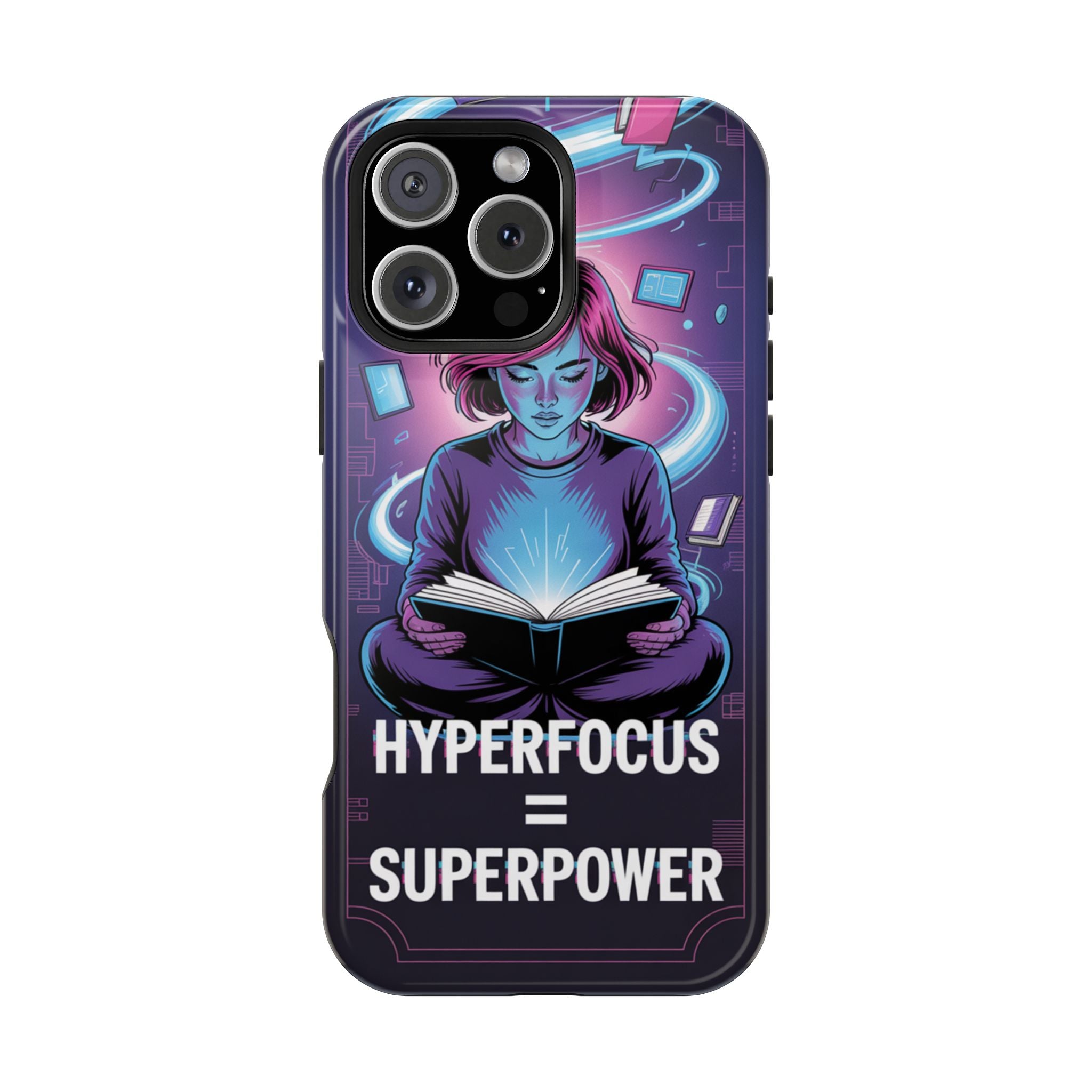 Hyperfocus Superpower Phone Case | Impact-Resistant, Magnetic, Gift for Students, Book Lovers, Geek Culture, Tech Enthusiasts