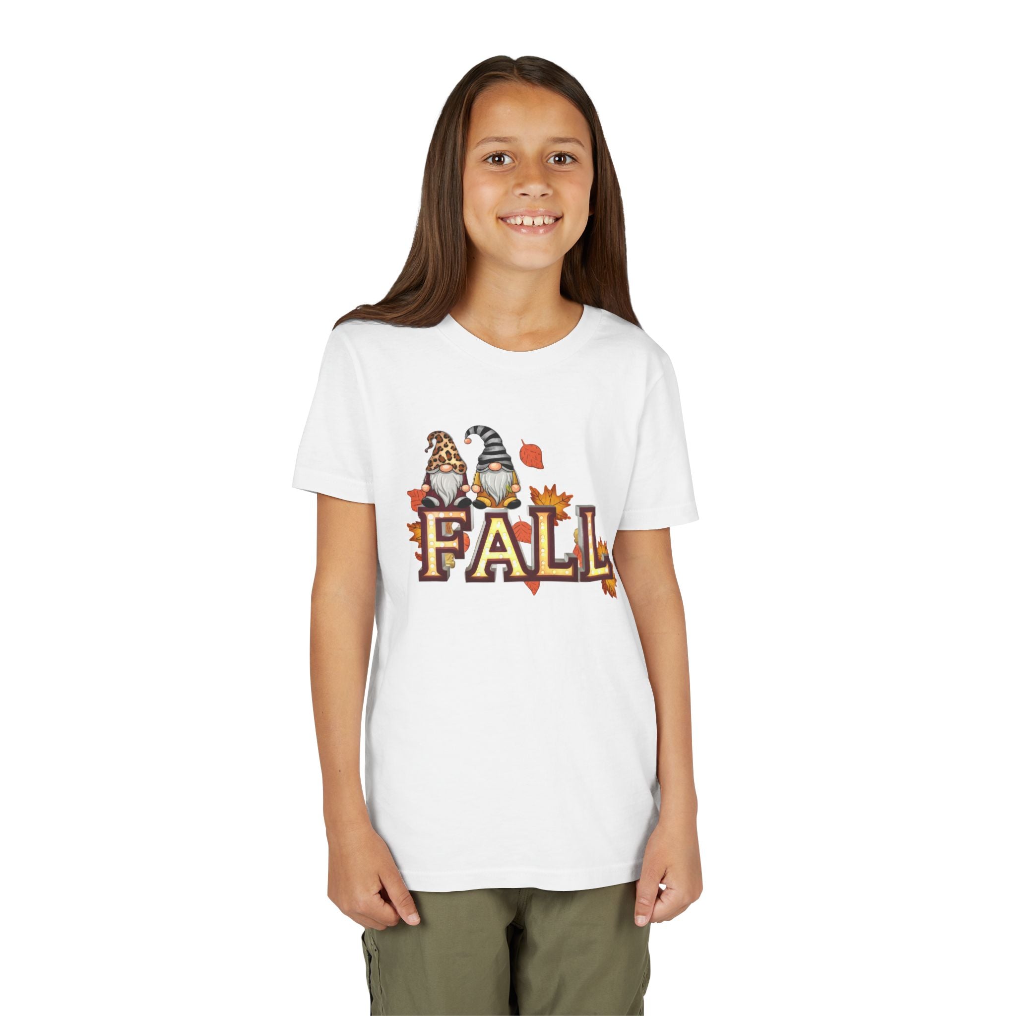 Autumn Gnome Youth Tee, Fall T-Shirt, Halloween Outfit, Thanksgiving Apparel, Kids Seasonal Shirt
