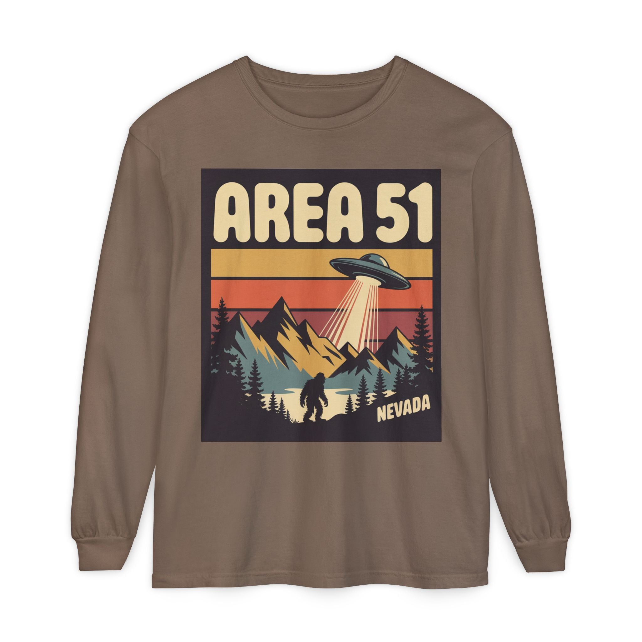 Area 51 Nevada Long Sleeve Shirt — Retro UFO Alien Abduction Tee