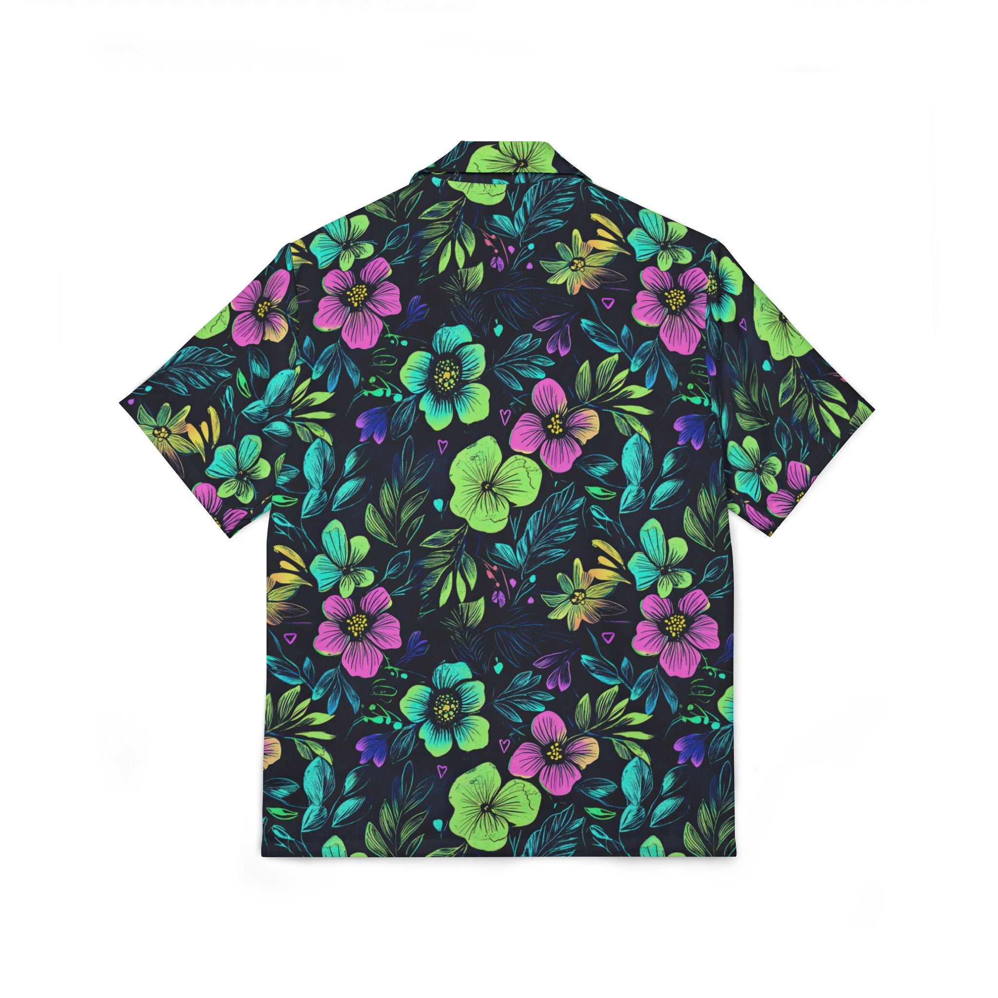 Vibrant Hawaiian Camp Shirt for Men | Tropical Floral AOP Design, Summer Vacation Wear, Beach Party Style, Casual Outdoor Shirt, Luau Outfit