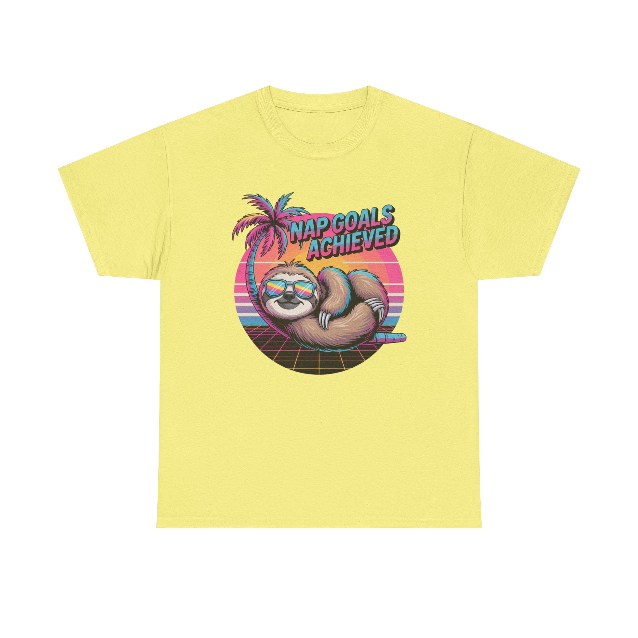 Nap Goals Achieved Sloth T-Shirt — Retro Palm Beach Vibes