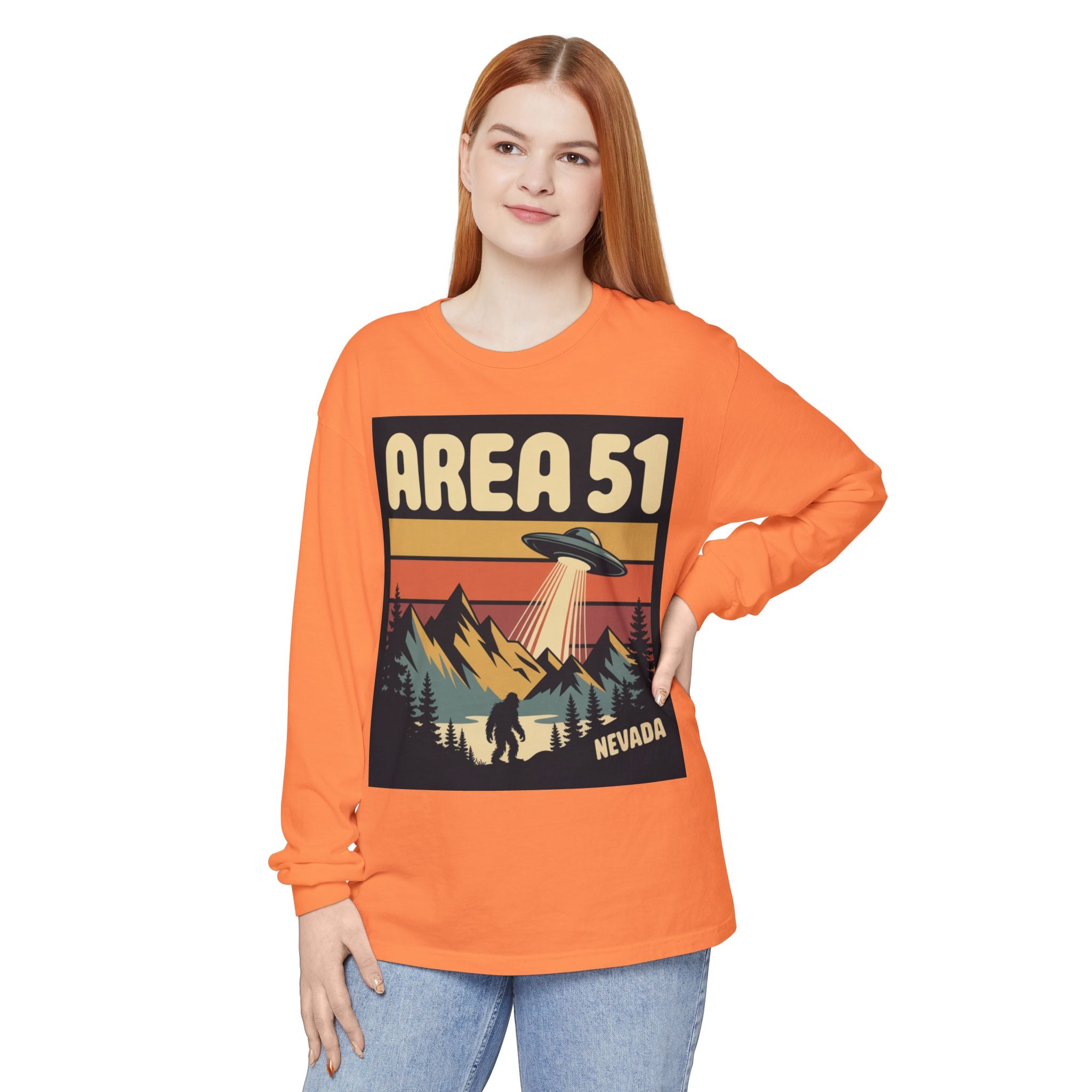 Area 51 Nevada Long Sleeve Shirt — Retro UFO Alien Abduction Tee