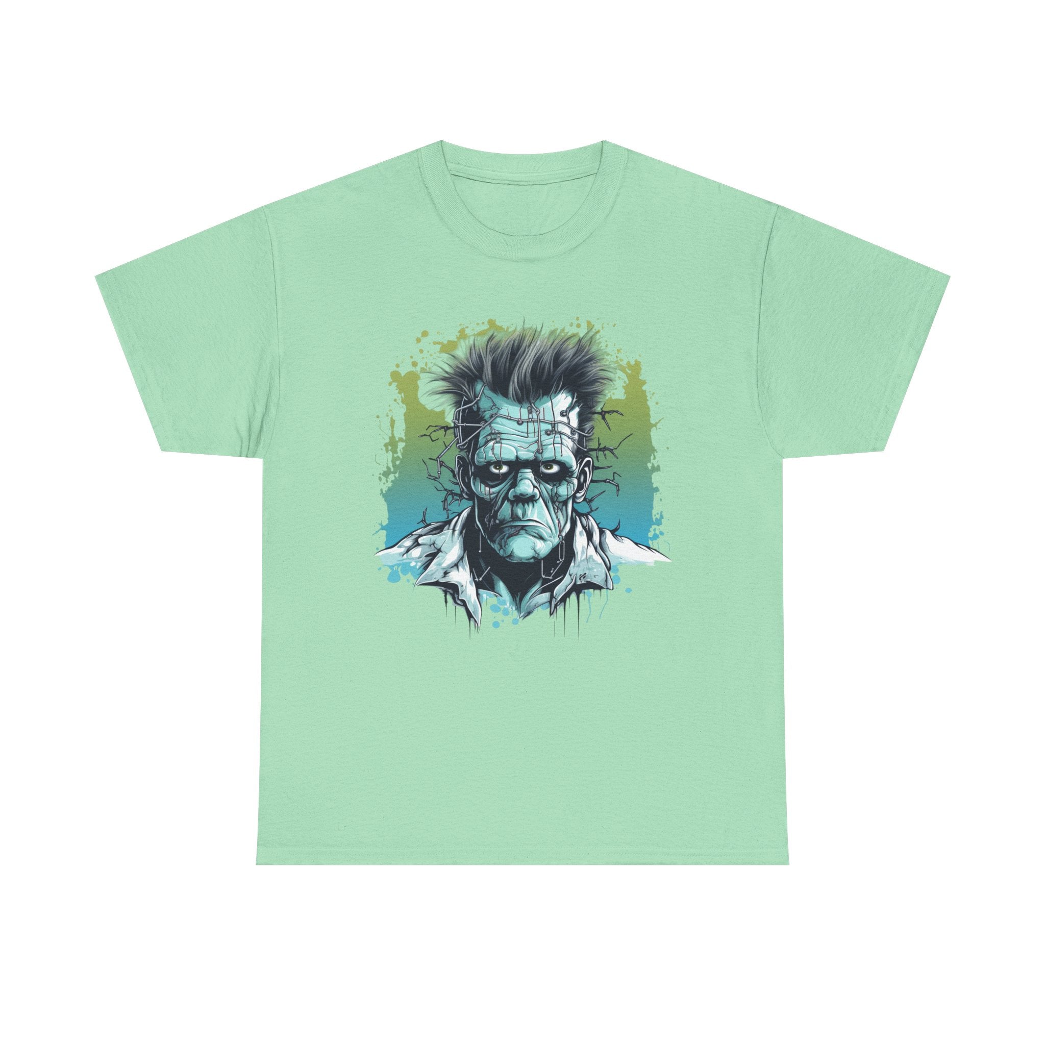 Frankenstein Graphic Tee, Unisex Heavy Cotton Shirt, Halloween Costume, Horror Fan Gift, Retro Style T-Shirt, Spooky Apparel