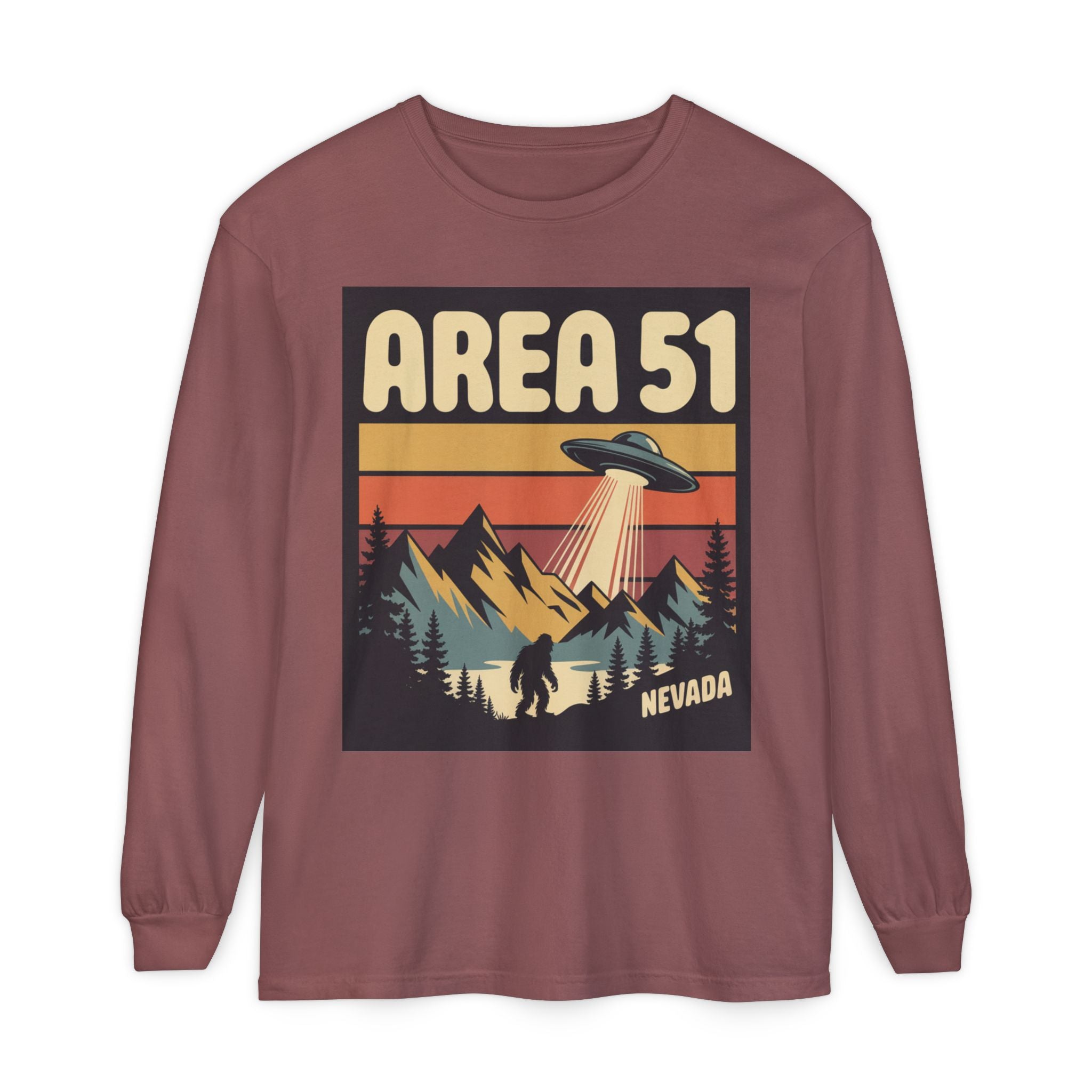 Area 51 Nevada Long Sleeve Shirt — Retro UFO Alien Abduction Tee