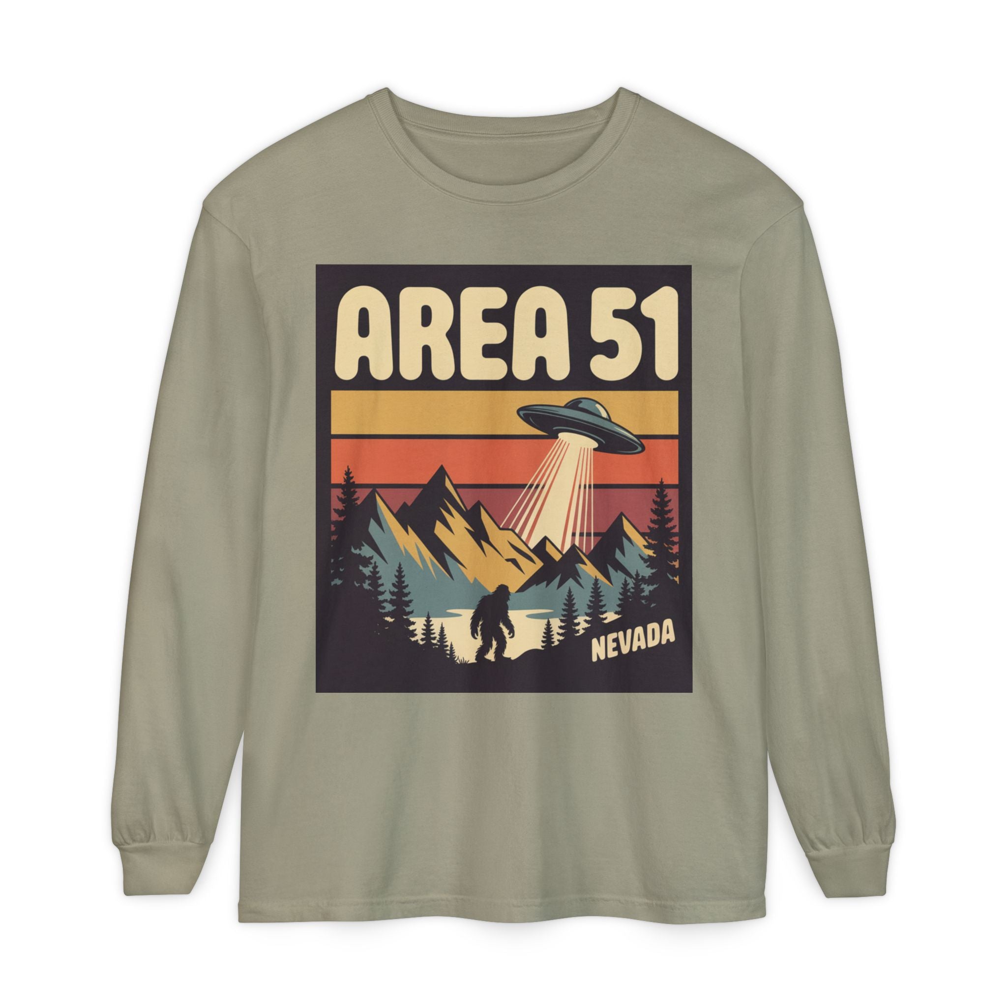 Area 51 Nevada Long Sleeve Shirt — Retro UFO Alien Abduction Tee