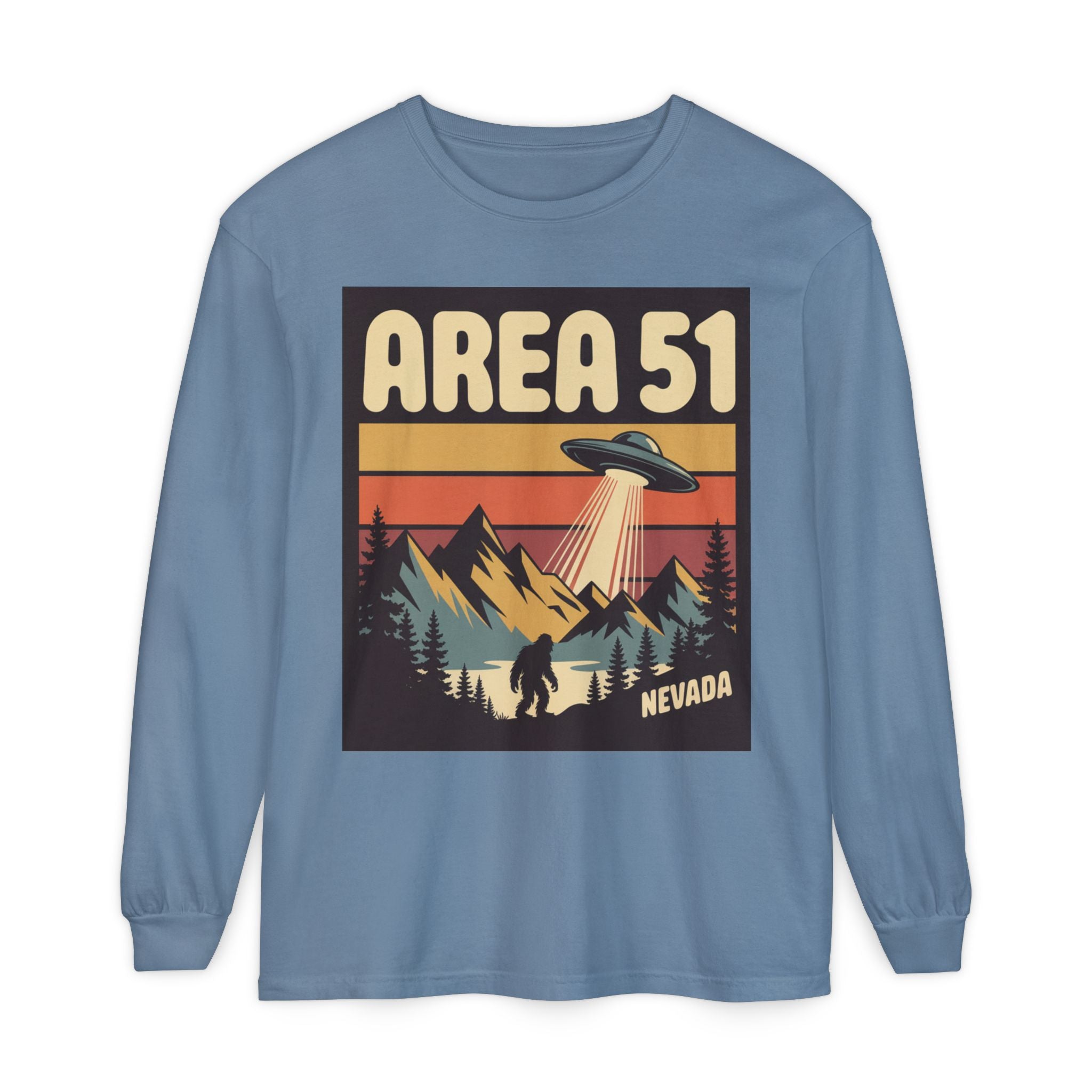 Area 51 Nevada Long Sleeve Shirt — Retro UFO Alien Abduction Tee