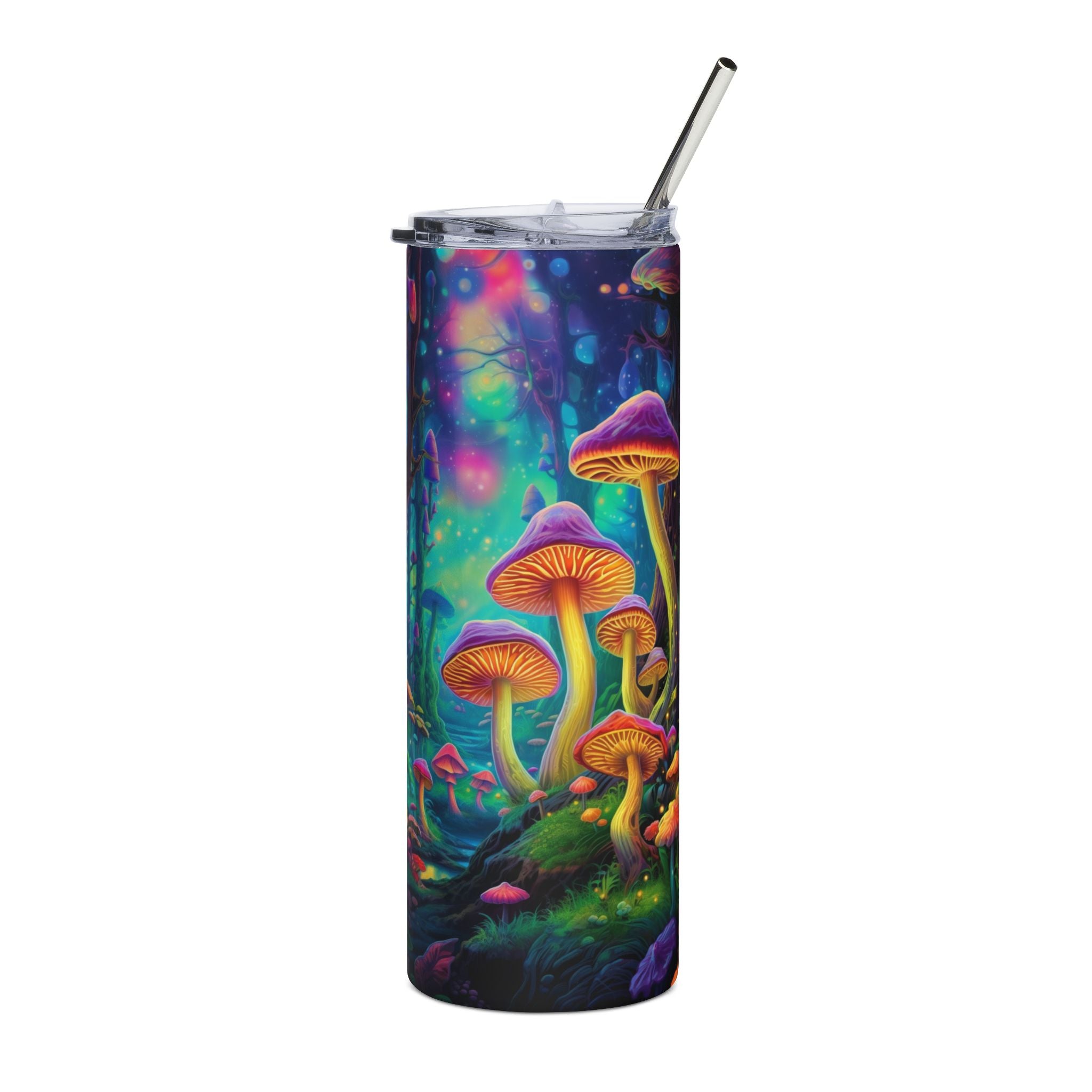 20oz Stainless Steel Tumbler — Psychedelic Glow Mushroom Forest Insulated Cup