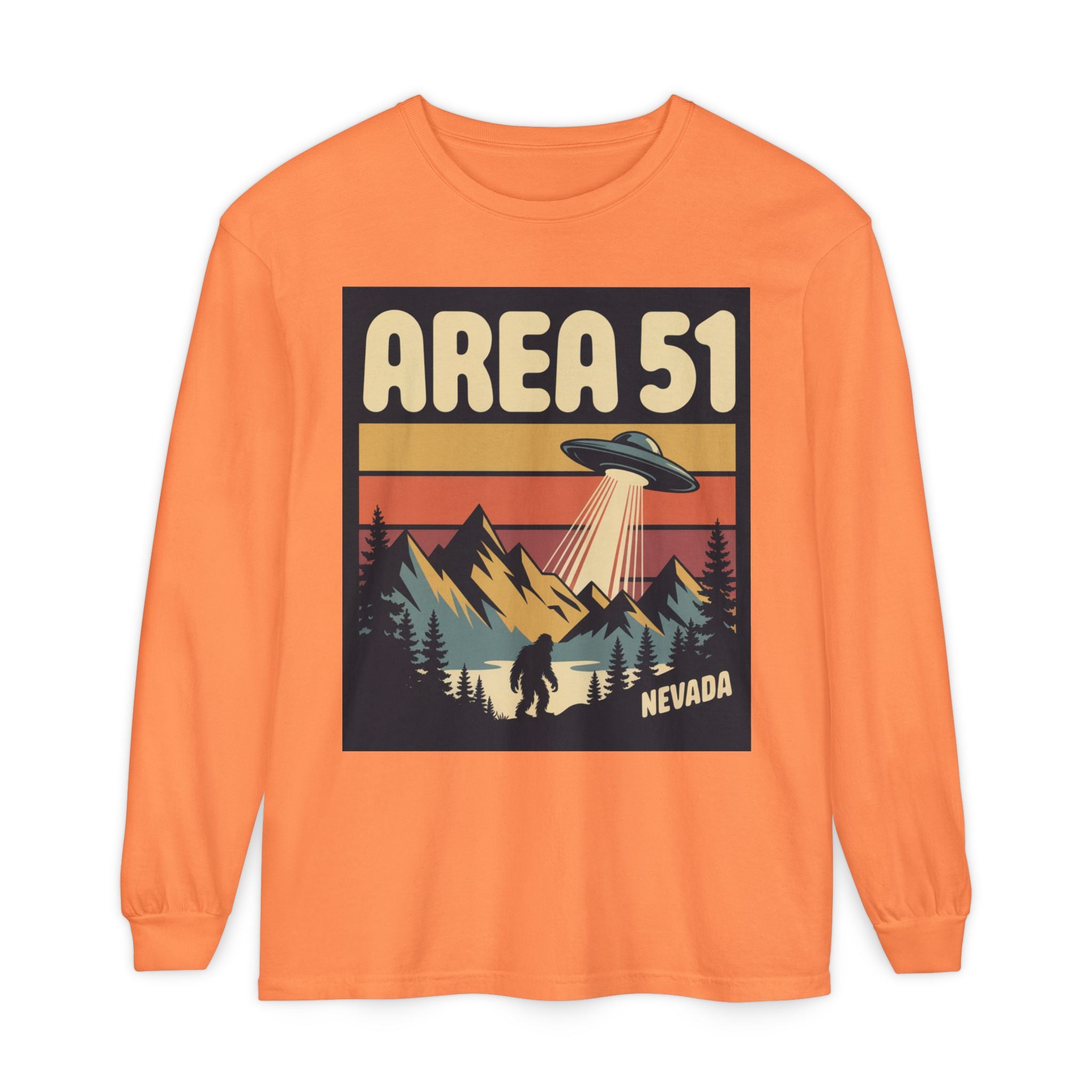 Area 51 Nevada Long Sleeve Shirt — Retro UFO Alien Abduction Tee
