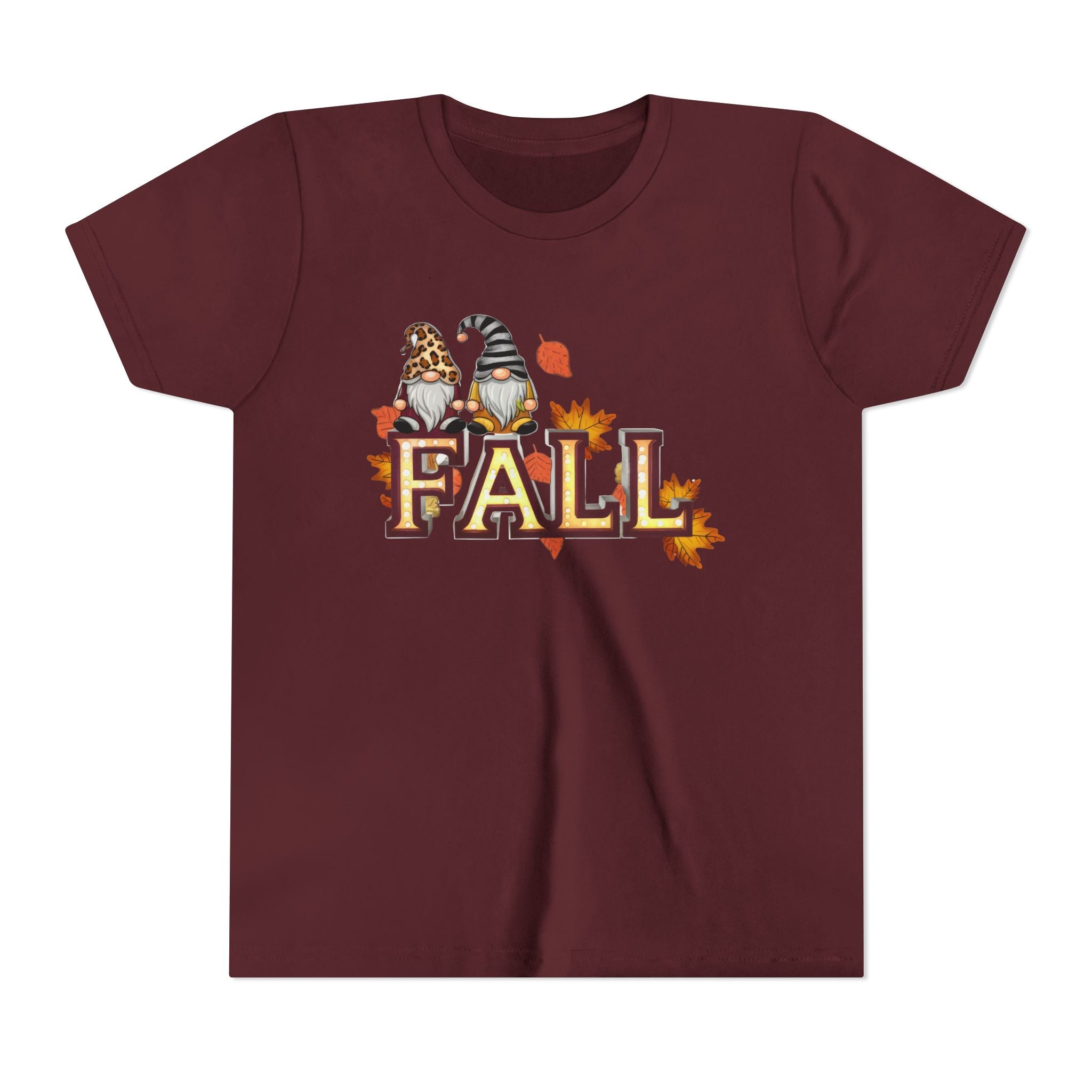 Autumn Gnome Youth Tee, Fall T-Shirt, Halloween Outfit, Thanksgiving Apparel, Kids Seasonal Shirt
