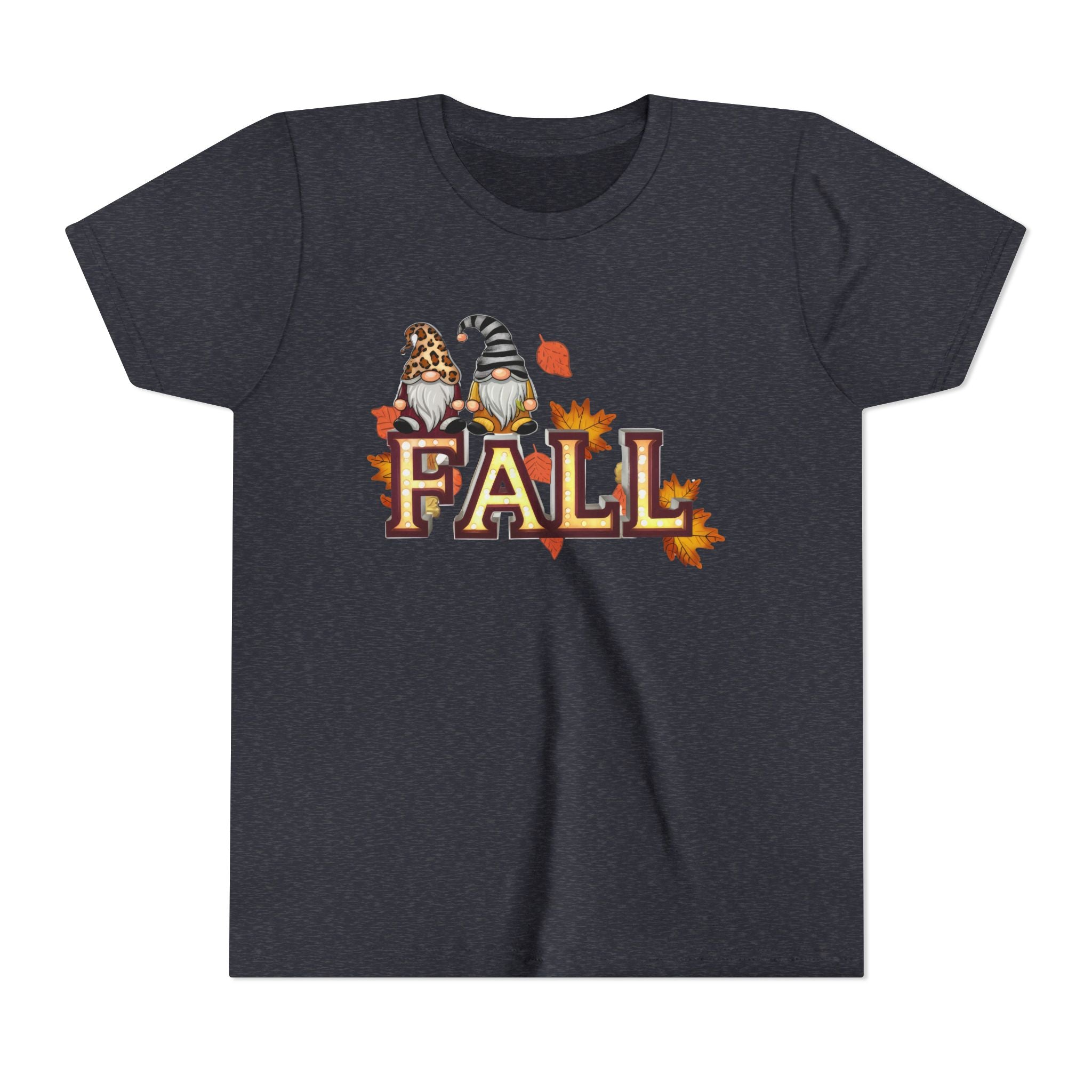 Autumn Gnome Youth Tee, Fall T-Shirt, Halloween Outfit, Thanksgiving Apparel, Kids Seasonal Shirt