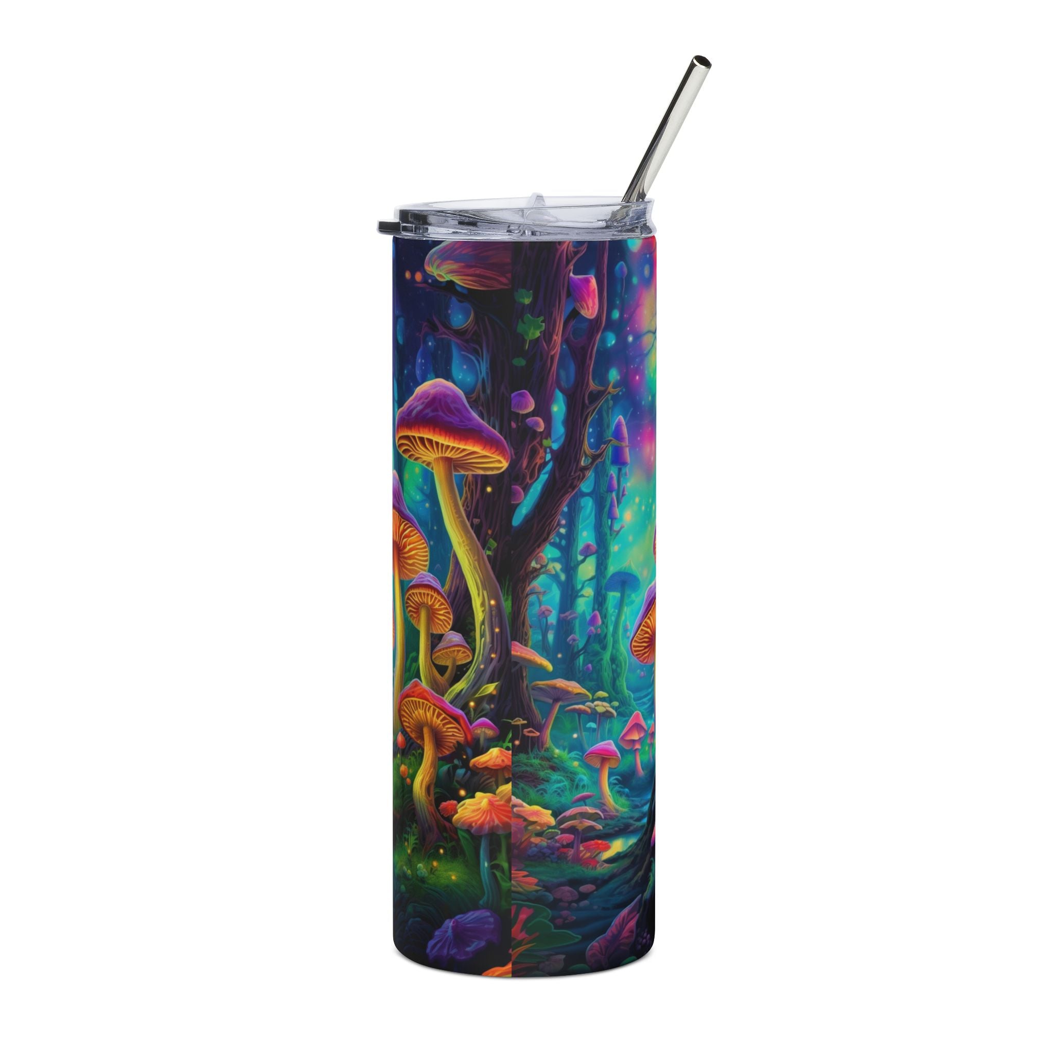 20oz Stainless Steel Tumbler — Psychedelic Glow Mushroom Forest Insulated Cup