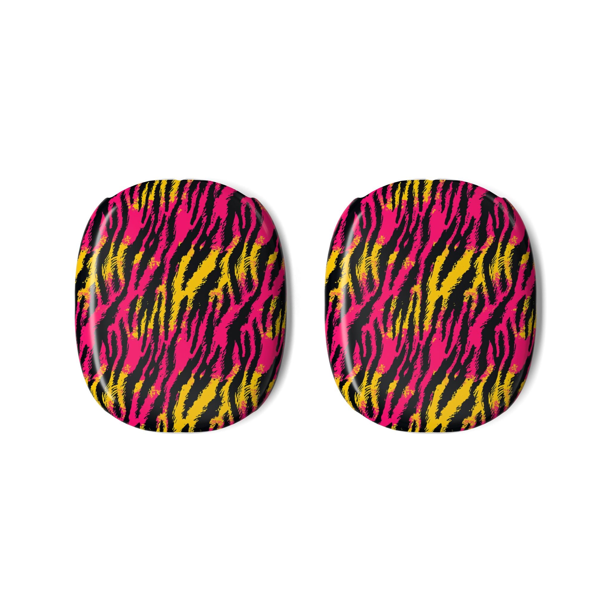 AirPods Max Ear Cup Skins — Neon Pink & Yellow Tiger Print Protective Covers