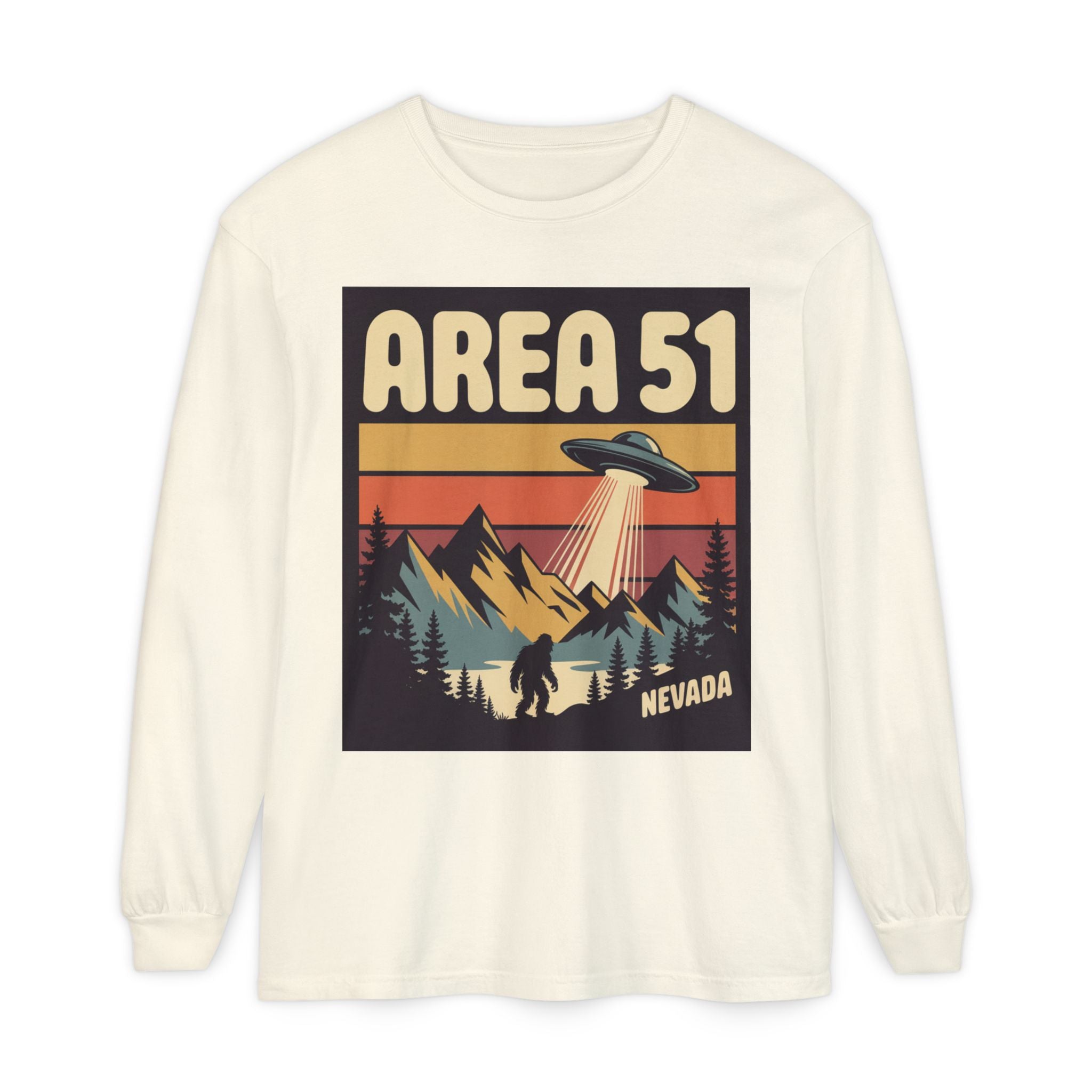 Area 51 Nevada Long Sleeve Shirt — Retro UFO Alien Abduction Tee