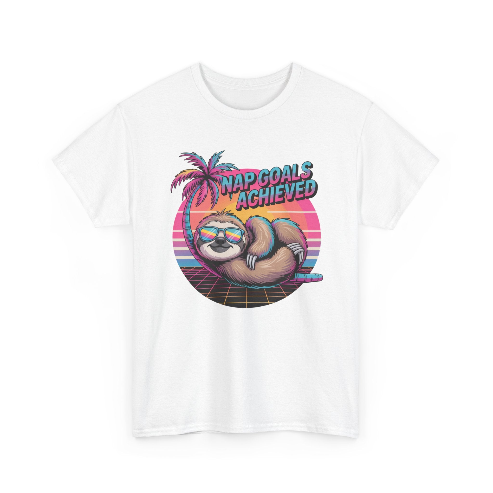 Nap Goals Achieved Sloth T-Shirt — Retro Palm Beach Vibes