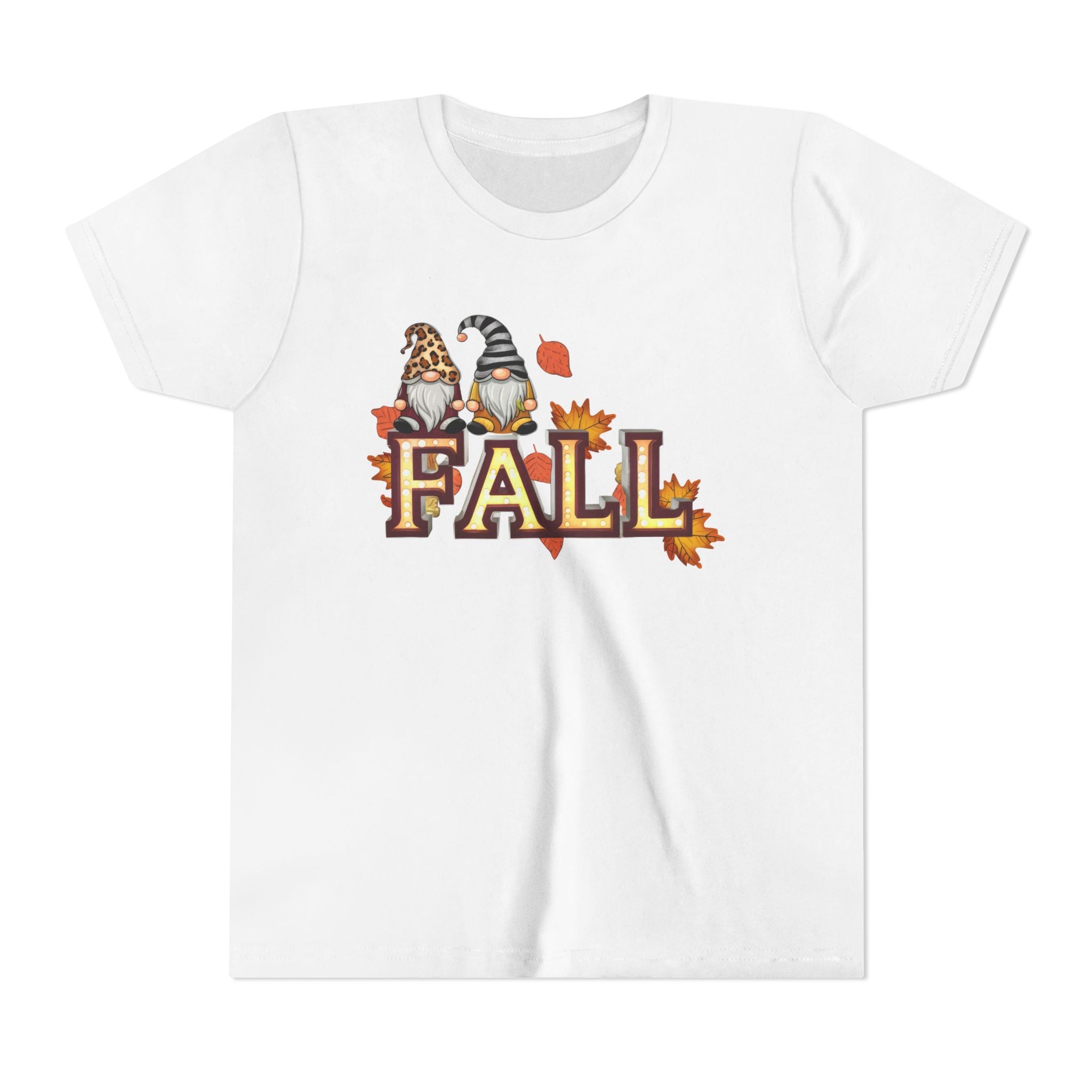 Autumn Gnome Youth Tee, Fall T-Shirt, Halloween Outfit, Thanksgiving Apparel, Kids Seasonal Shirt