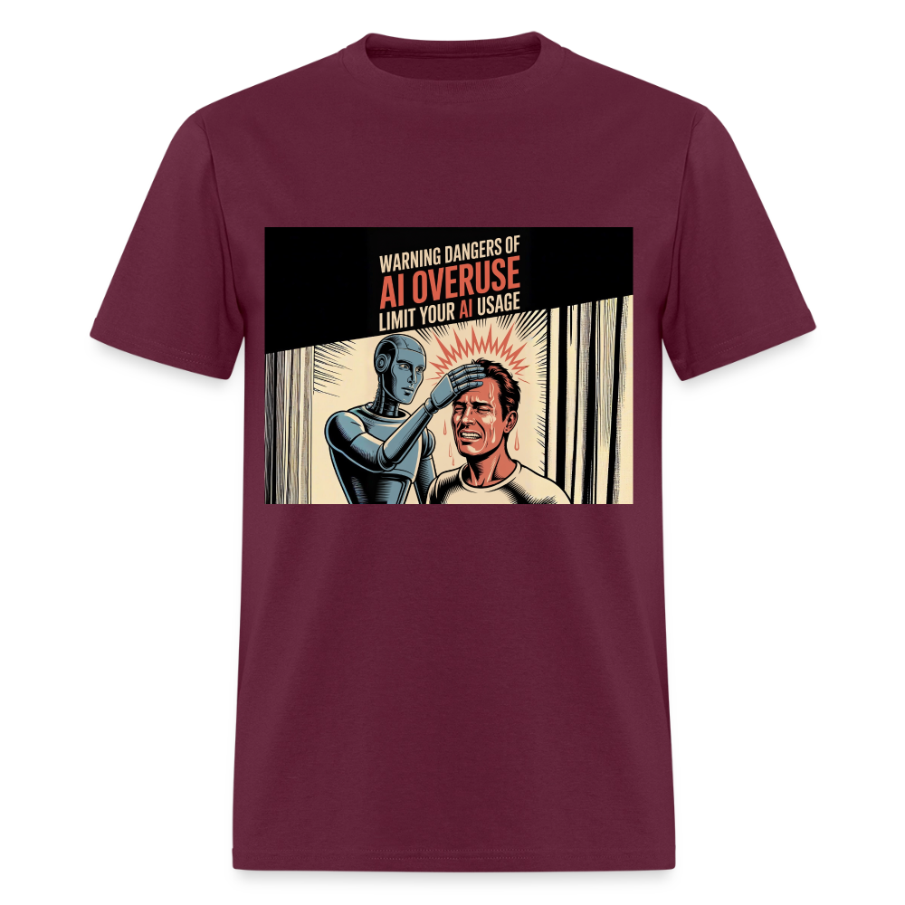 AI Usage Novelty Men's T-Shirt | GILDAN 5000 - burgundy
