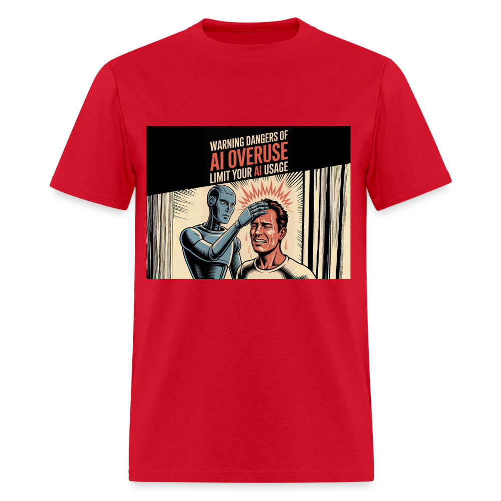 AI Usage Novelty Men's T-Shirt | GILDAN 5000 - red