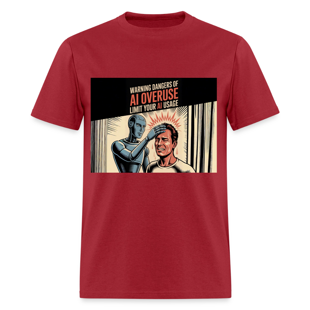 AI Usage Novelty Men's T-Shirt | GILDAN 5000 - dark red