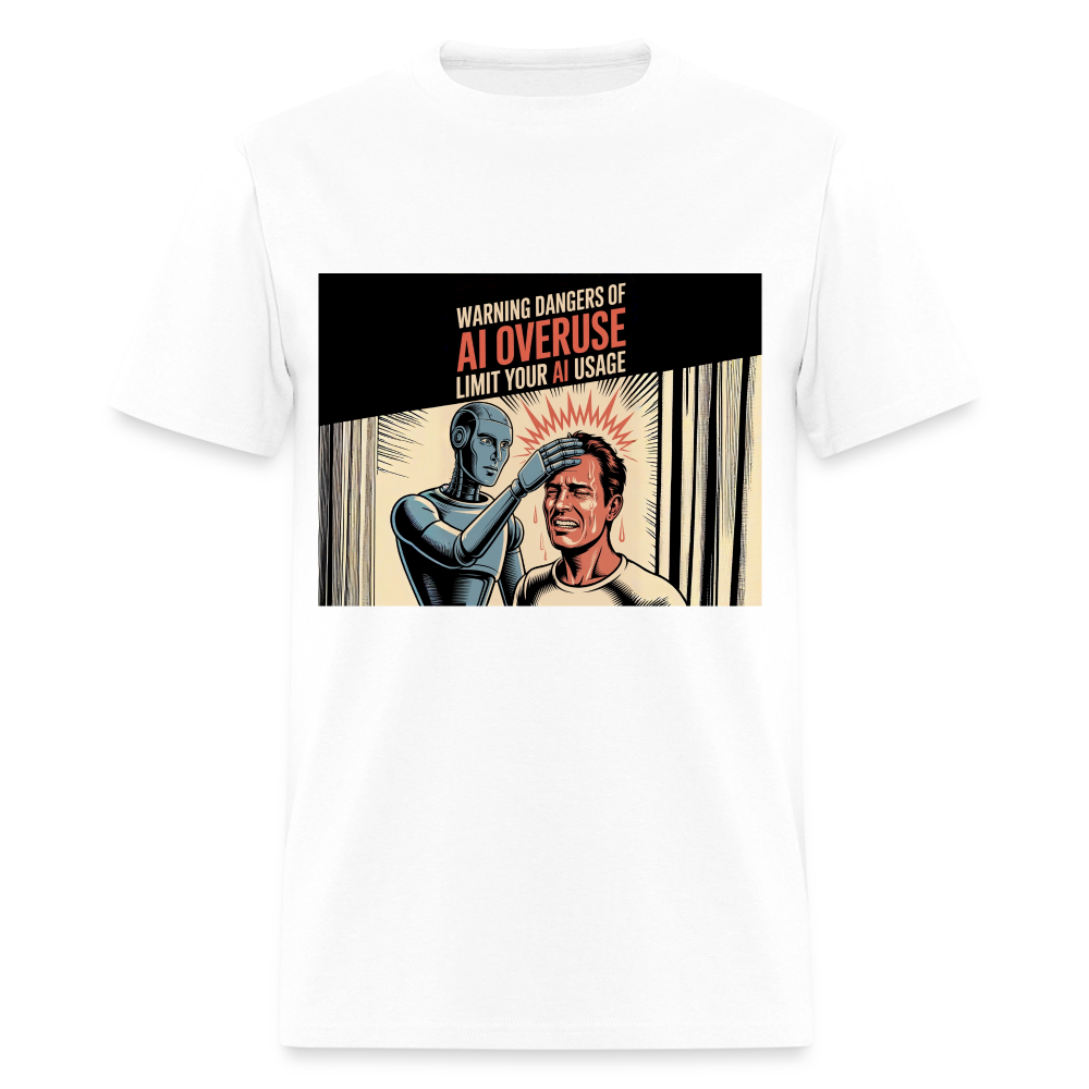 AI Usage Novelty Men's T-Shirt | GILDAN 5000 - white