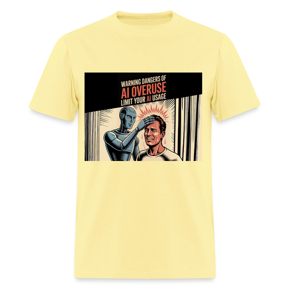 AI Usage Novelty Men's T-Shirt | GILDAN 5000 - cornsilk