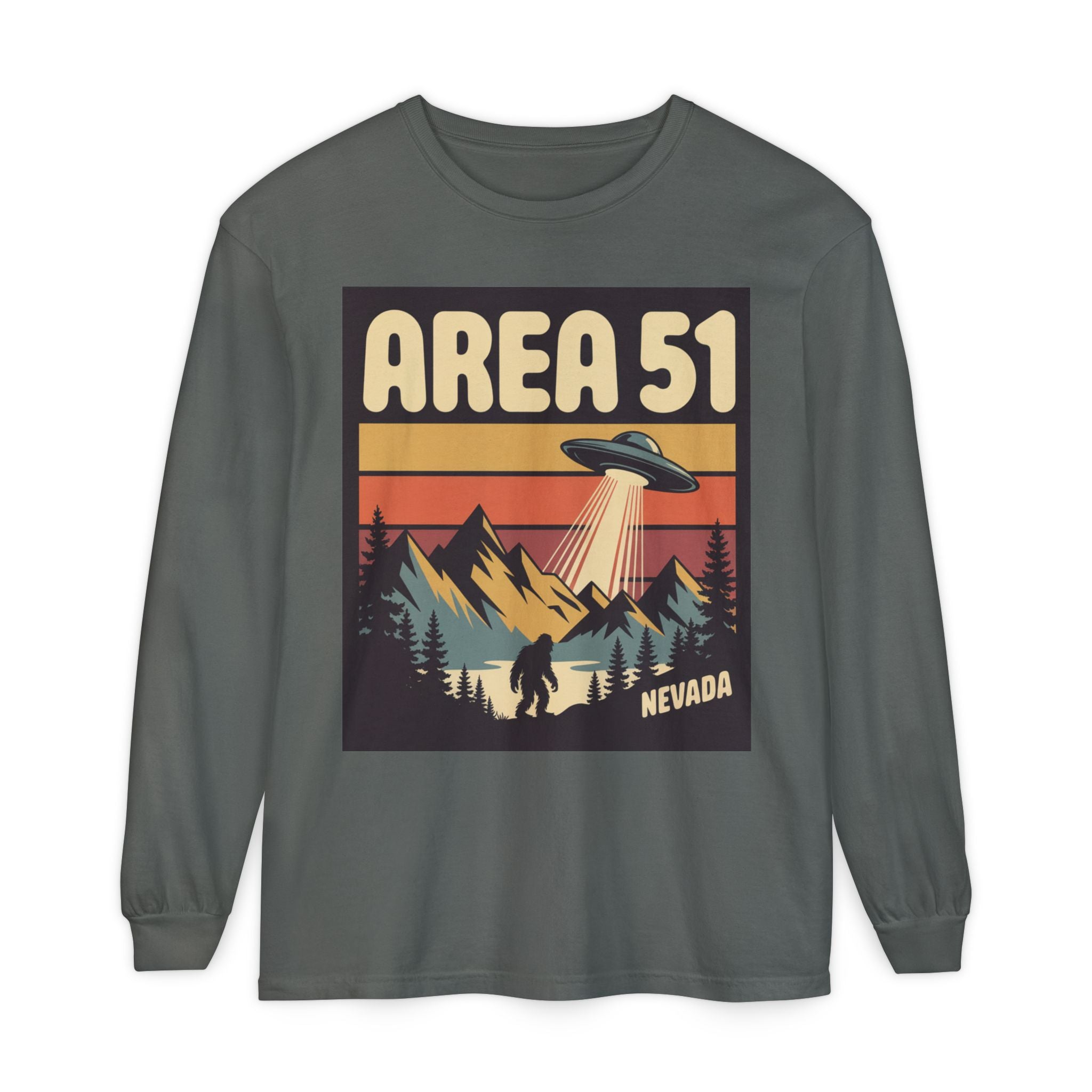 Area 51 Nevada Long Sleeve Shirt — Retro UFO Alien Abduction Tee