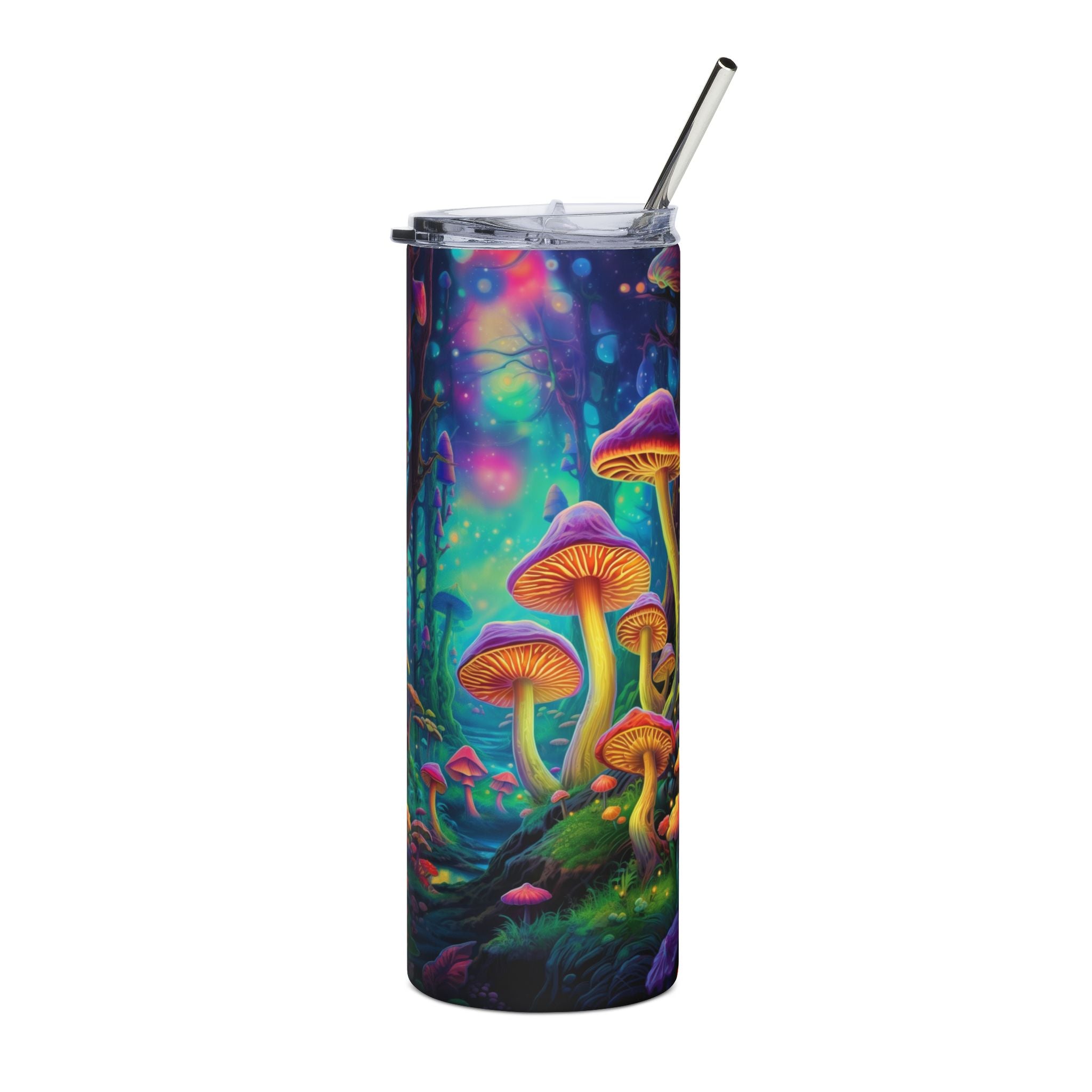 20oz Stainless Steel Tumbler — Psychedelic Glow Mushroom Forest Insulated Cup