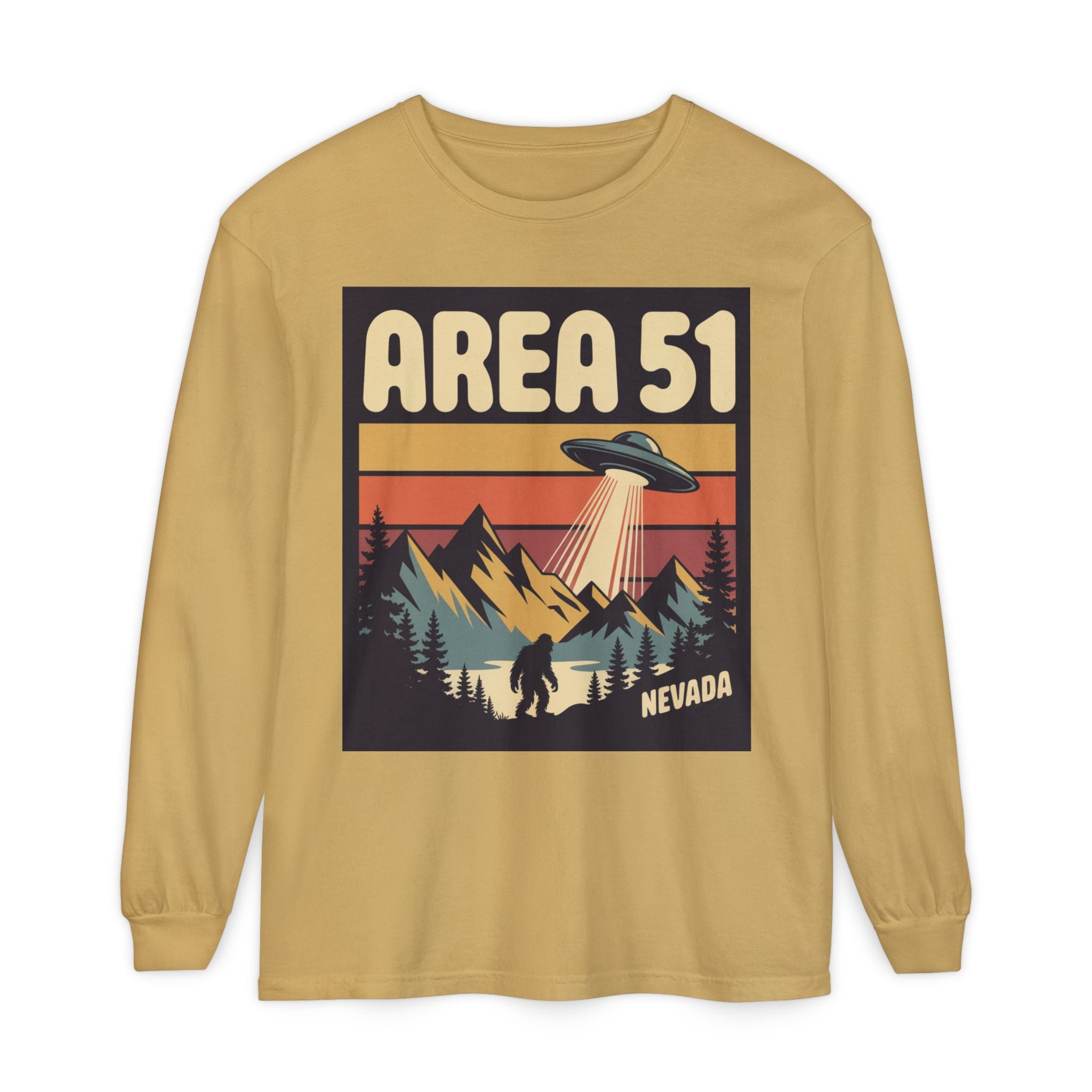 Area 51 Nevada Long Sleeve Shirt — Retro UFO Alien Abduction Tee