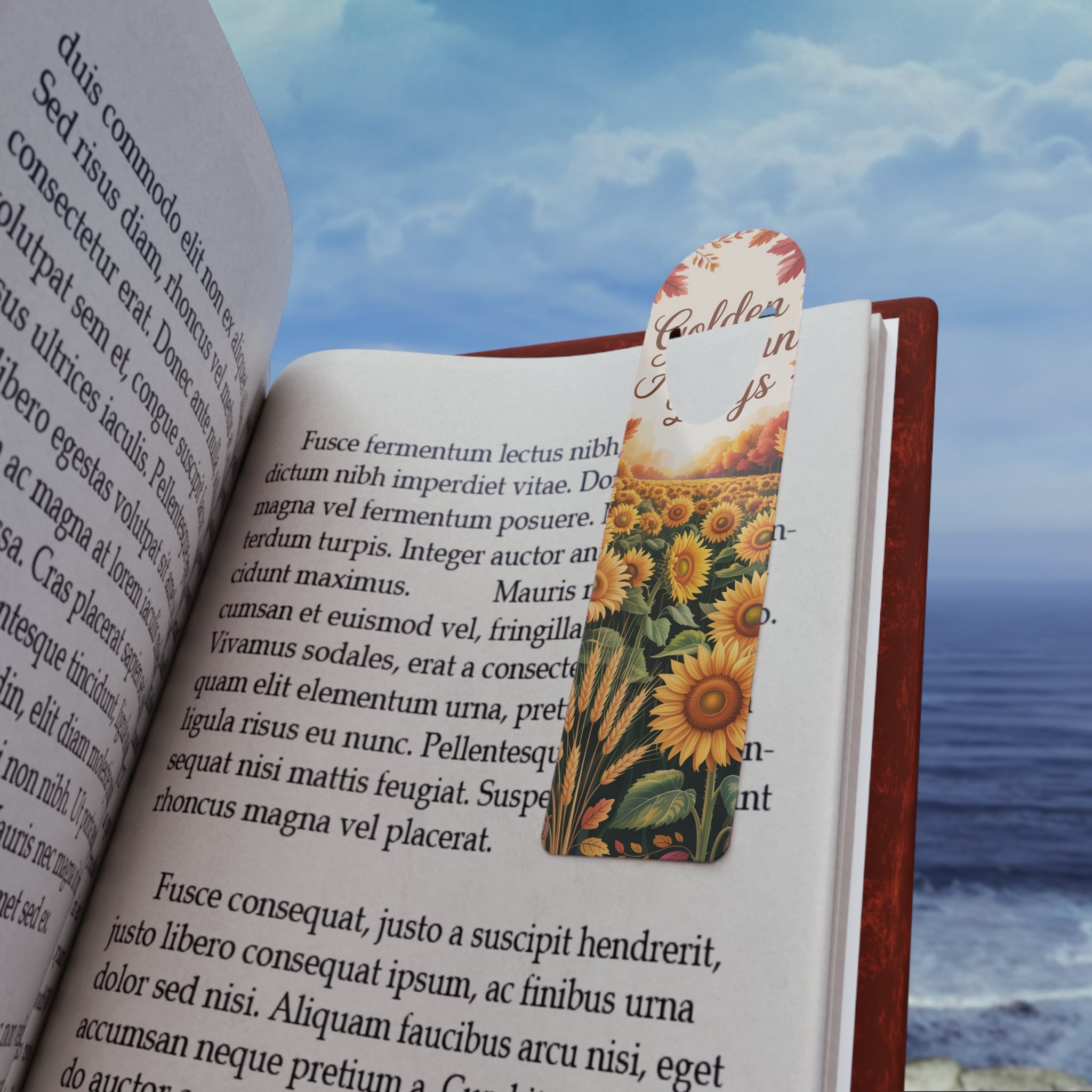 Autumn Themed Bookmark, Golden Autumn Days Bookmarker, Gifts for Readers, Fall Decor, Literary Accessories, Sunflower Bookmark