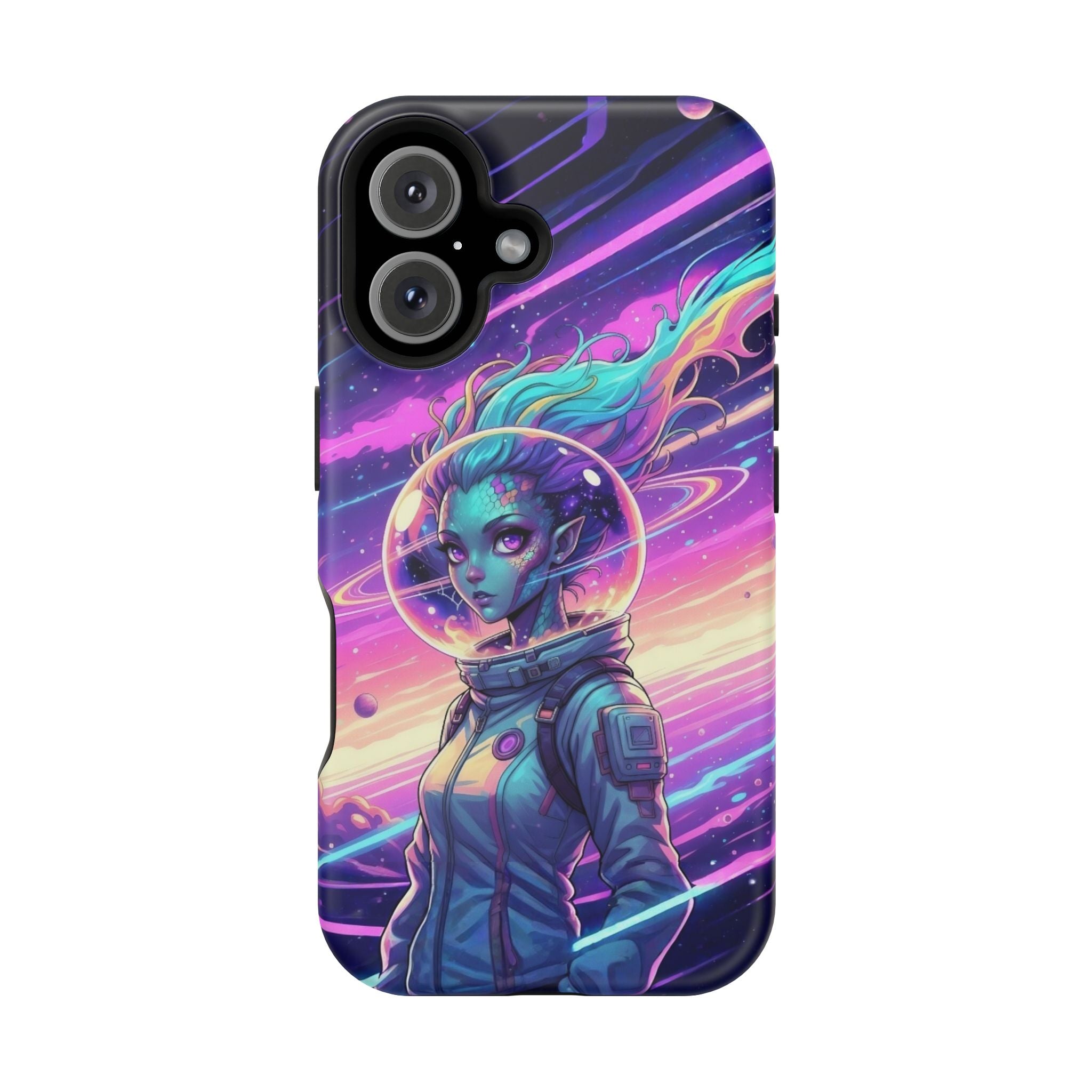 Phone Case - Neon Space Alien Astronaut Girl Magnetic Impact-Resistant