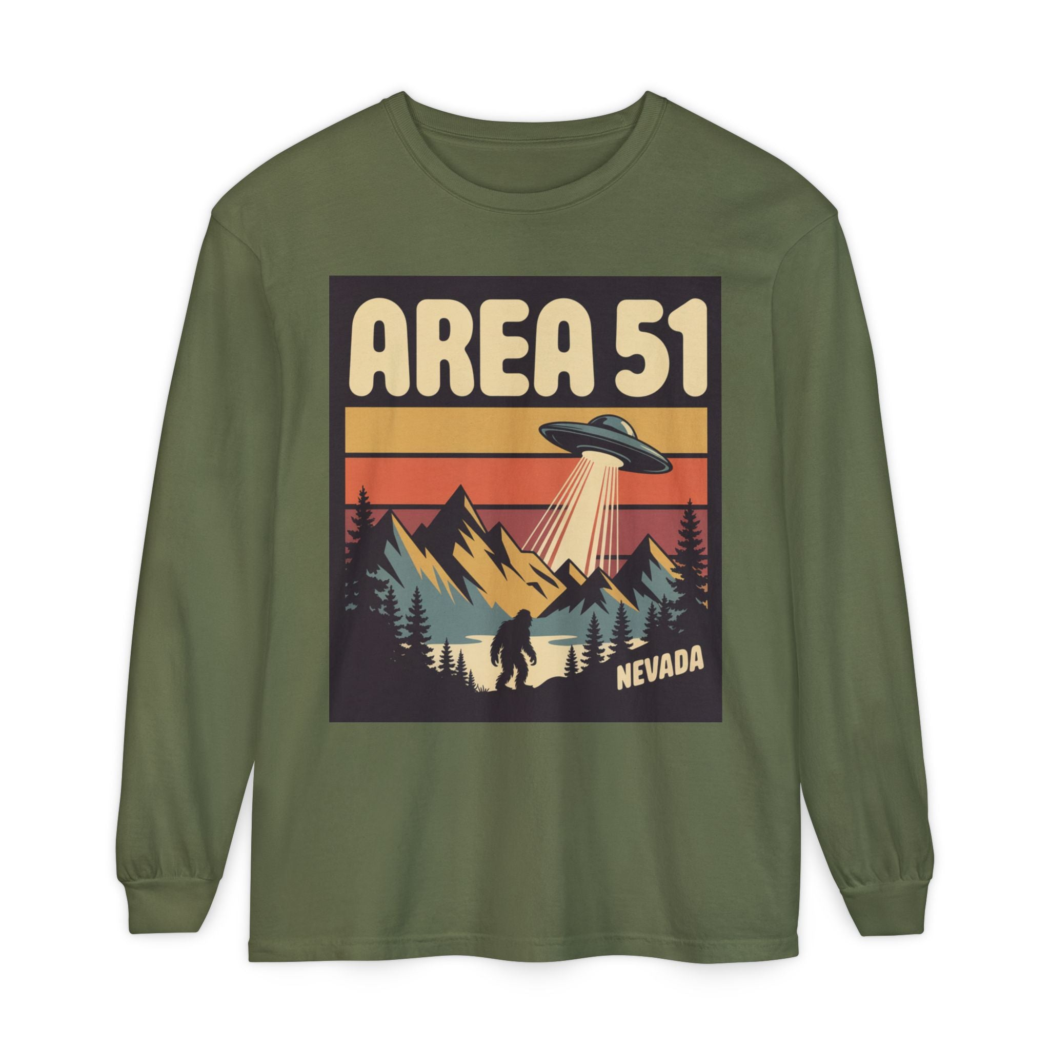 Area 51 Nevada Long Sleeve Shirt — Retro UFO Alien Abduction Tee