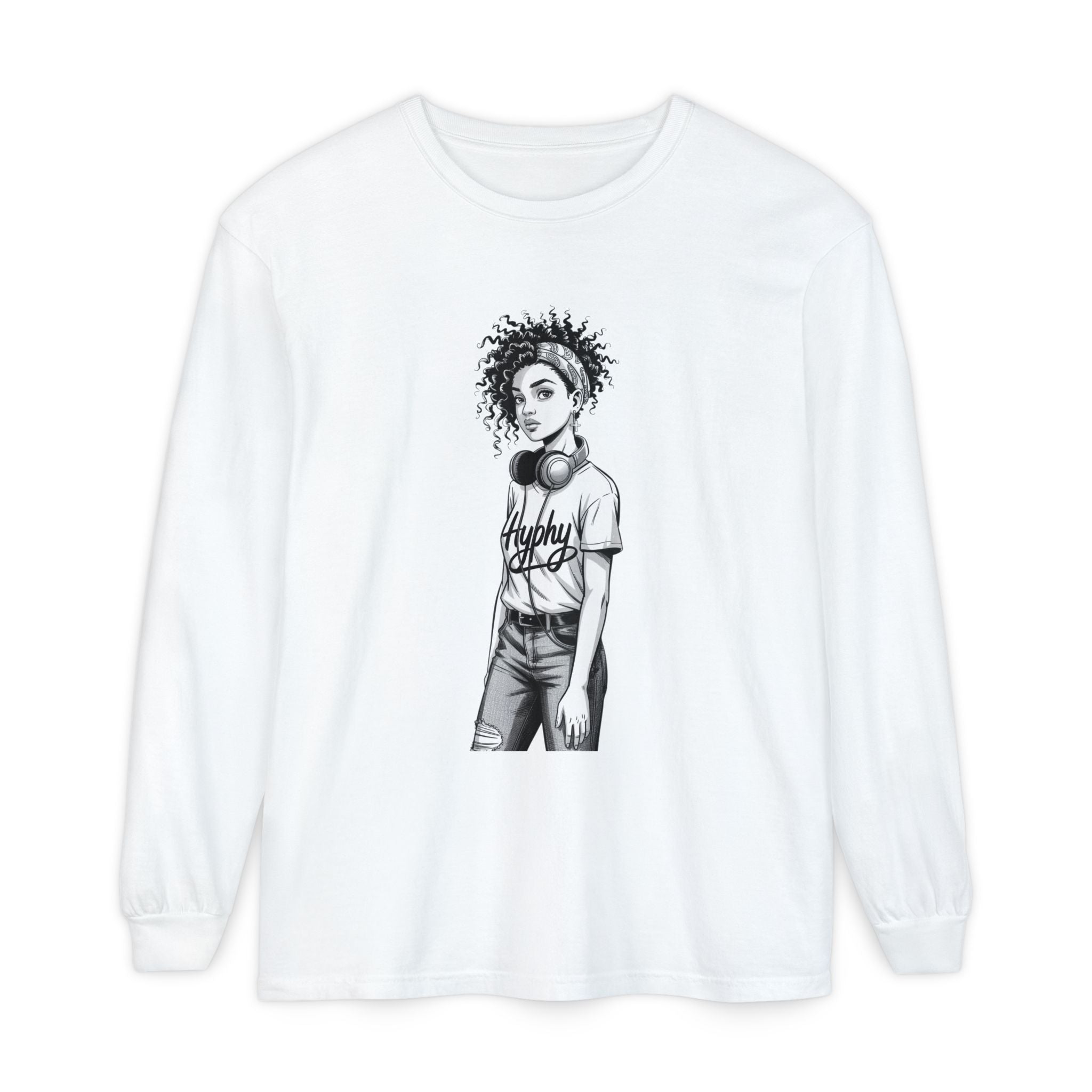 Trendy Graphic Long Sleeve T-Shirt for Music Lovers, Cool Casual Top, Perfect for Autumn, Gift for Teens, Street Style Tee