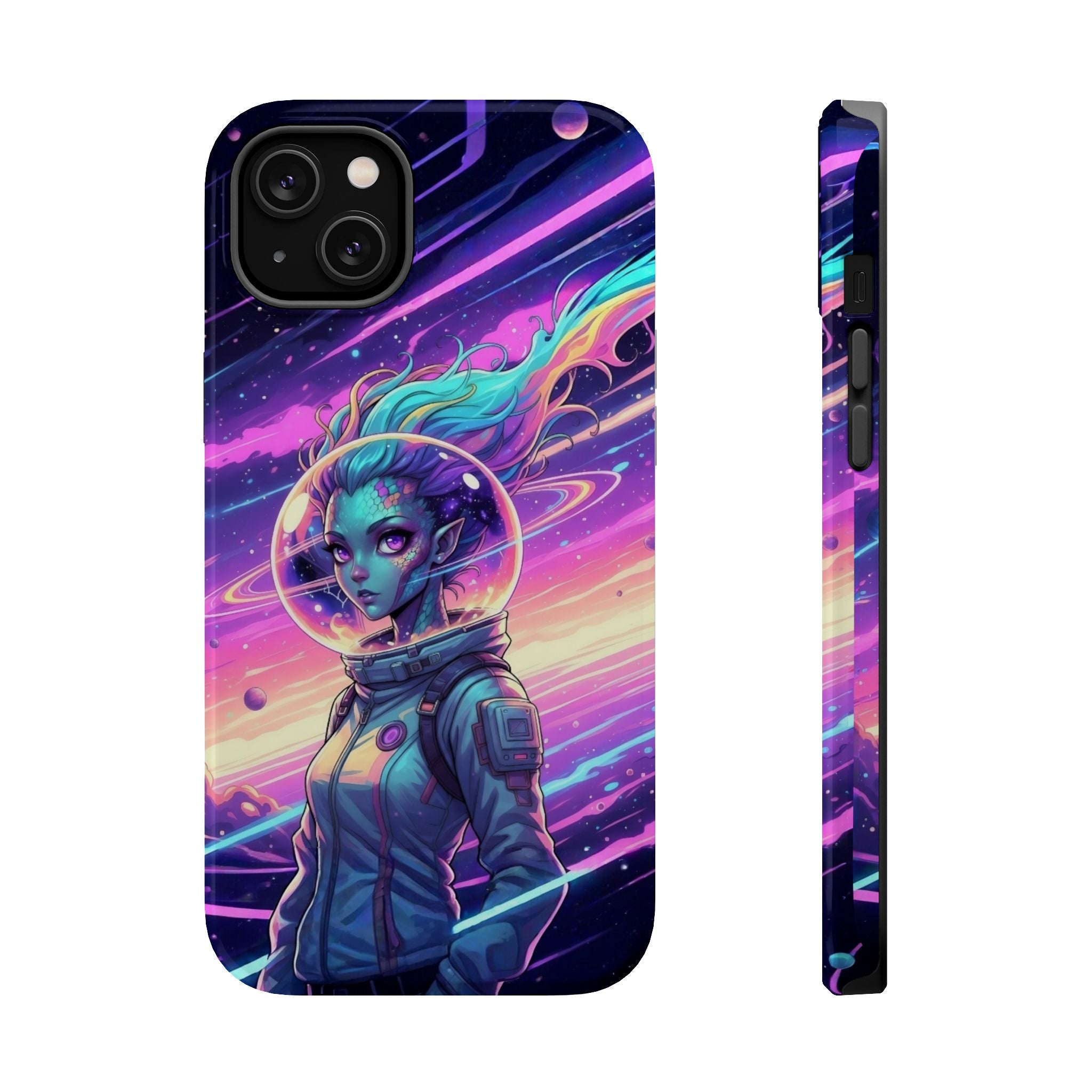 Phone Case - Neon Space Alien Astronaut Girl Magnetic Impact-Resistant