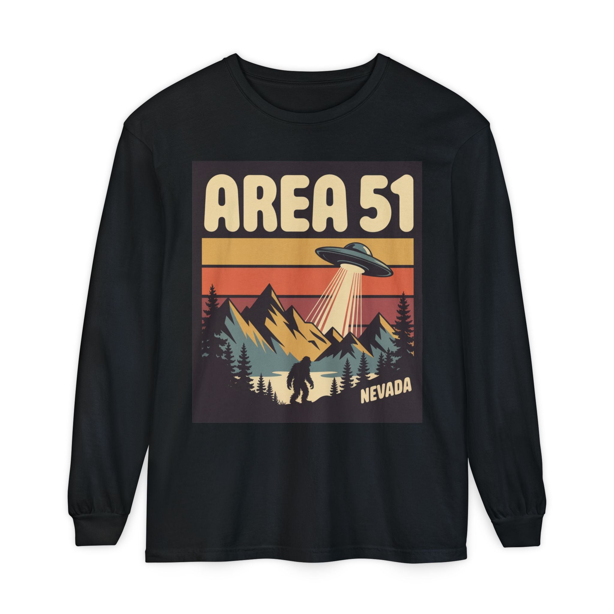 Area 51 Nevada Long Sleeve Shirt — Retro UFO Alien Abduction Tee