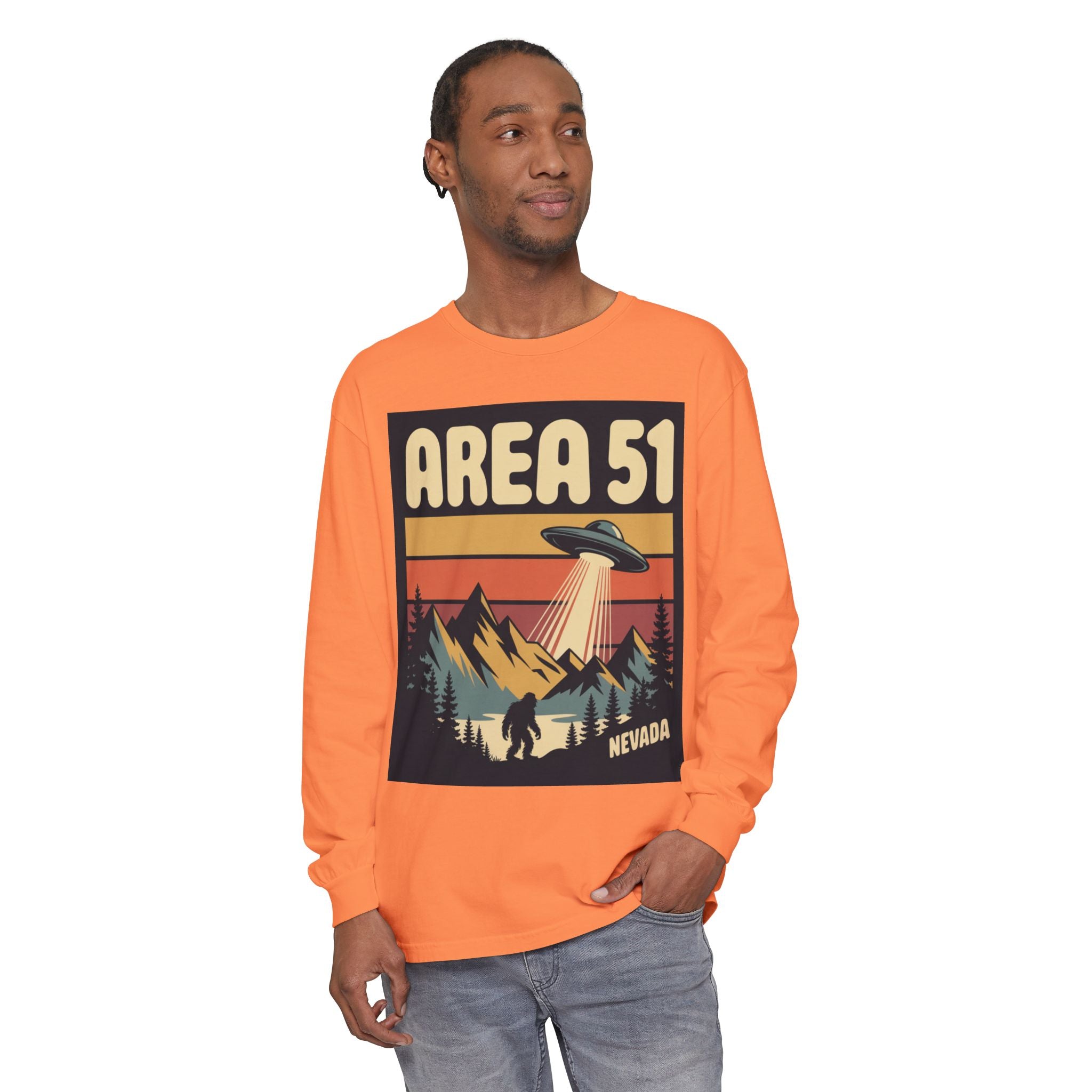 Area 51 Nevada Long Sleeve Shirt — Retro UFO Alien Abduction Tee