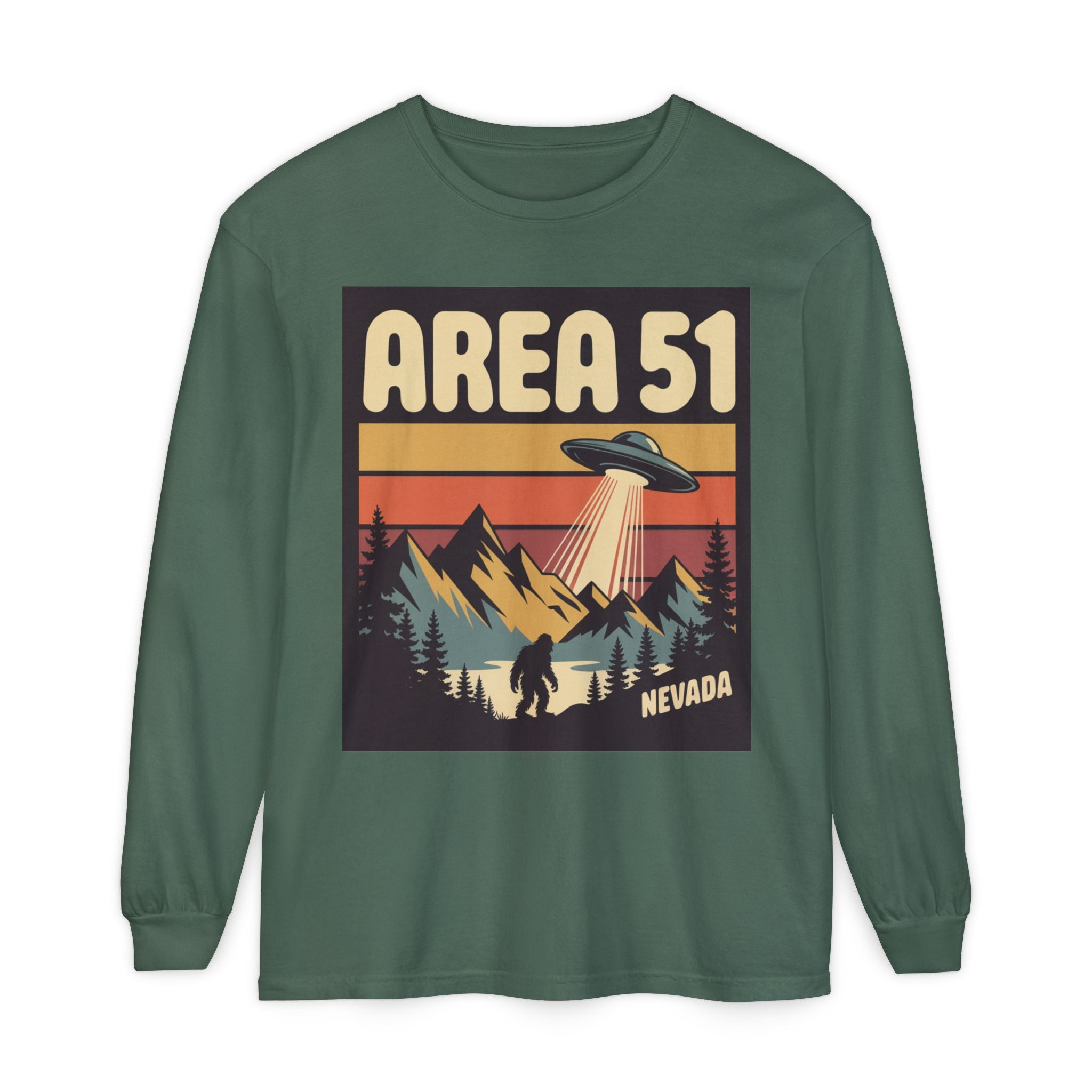 Area 51 Nevada Long Sleeve Shirt — Retro UFO Alien Abduction Tee