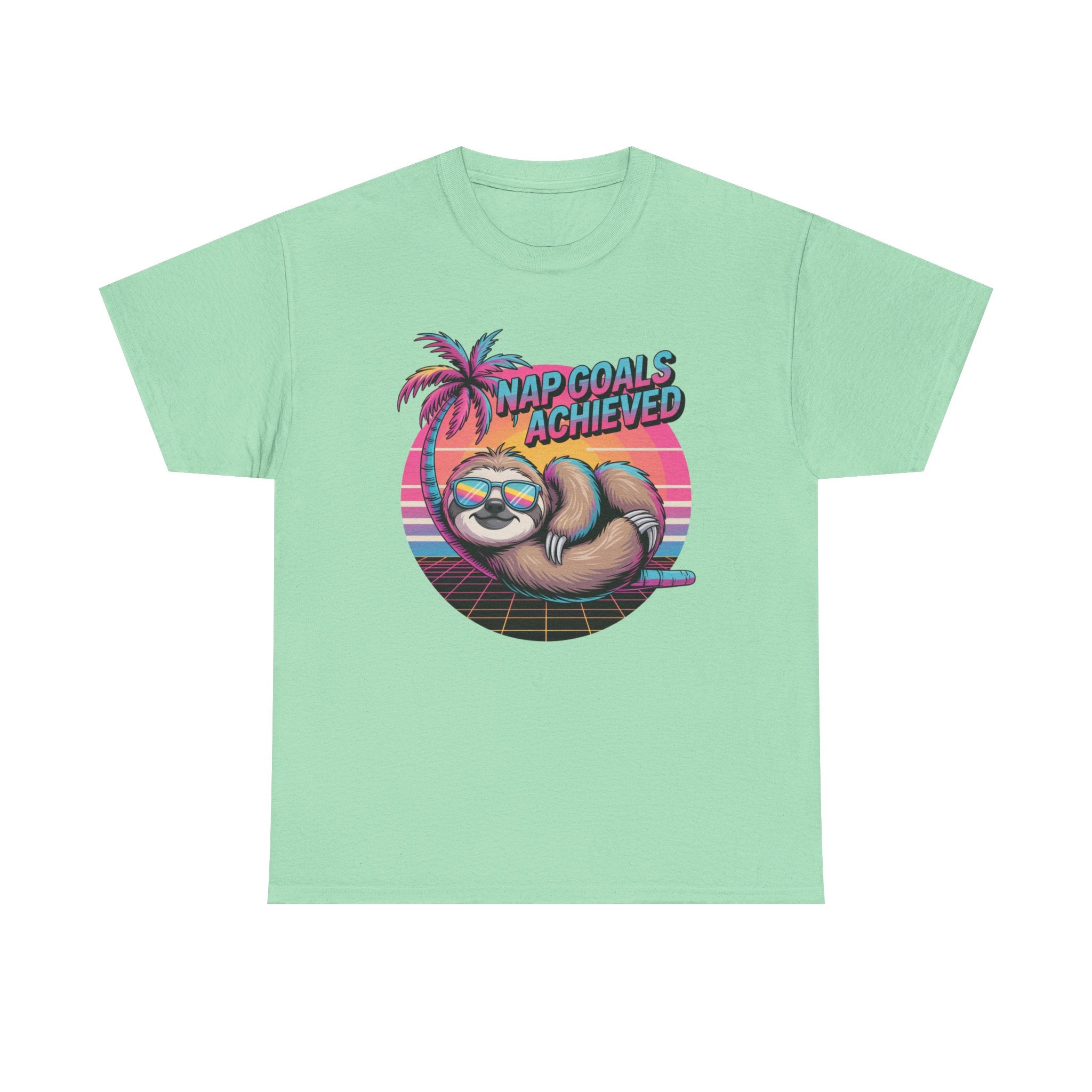 Nap Goals Achieved Sloth T-Shirt — Retro Palm Beach Vibes