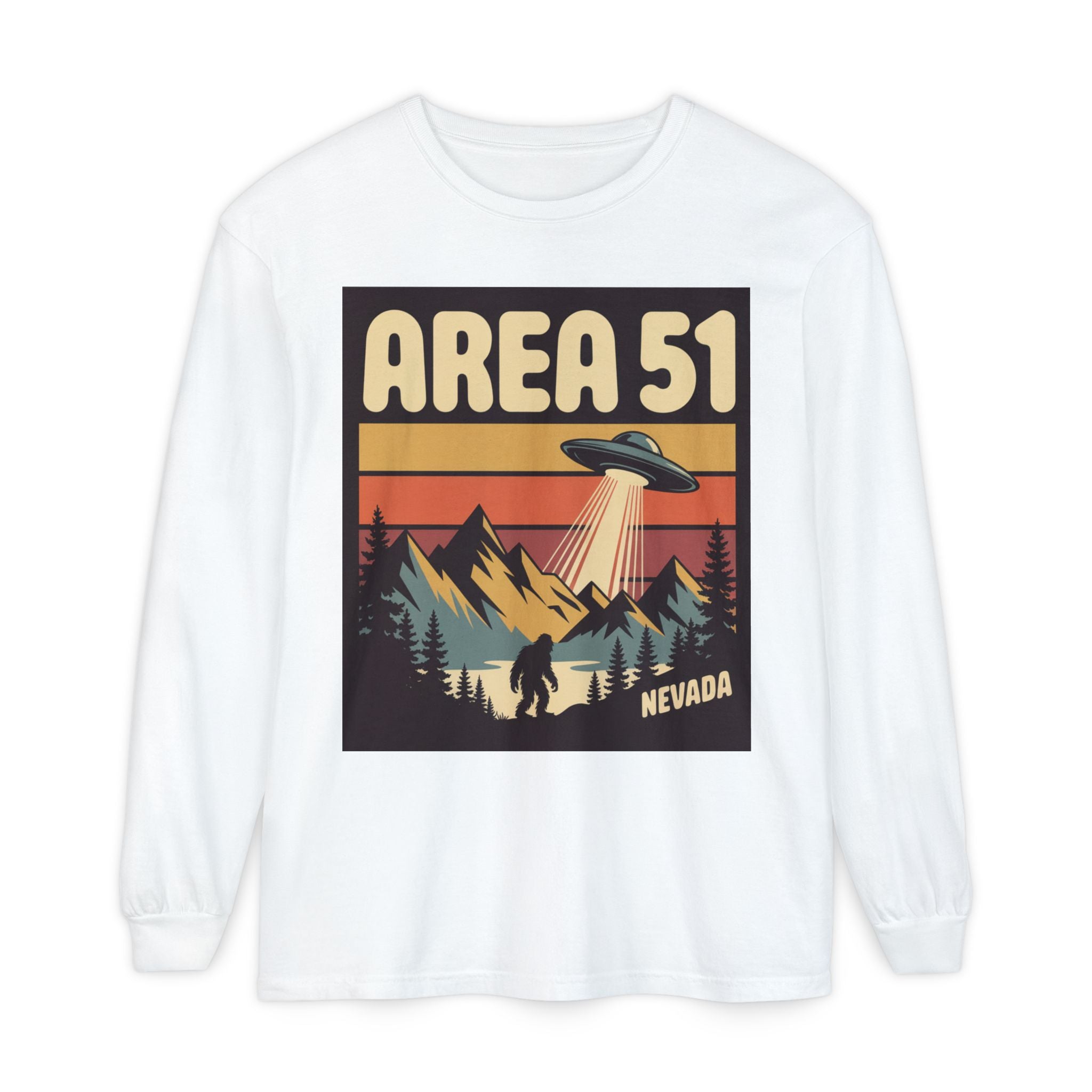 Area 51 Nevada Long Sleeve Shirt — Retro UFO Alien Abduction Tee