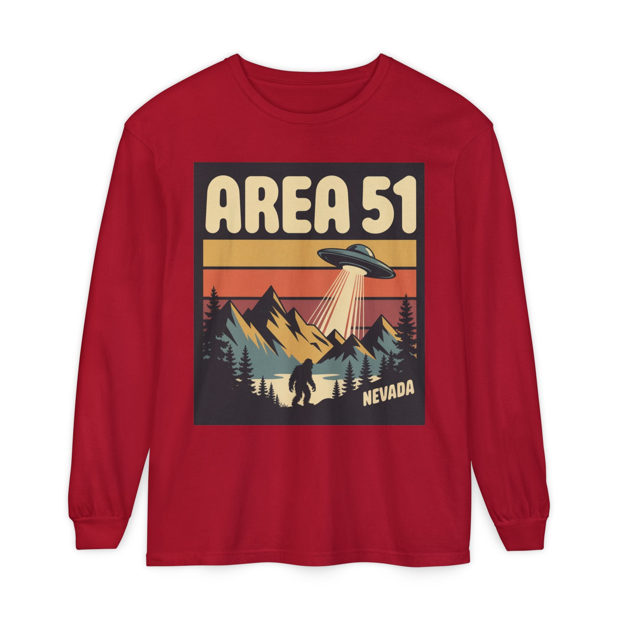 Area 51 Nevada Long Sleeve Shirt — Retro UFO Alien Abduction Tee