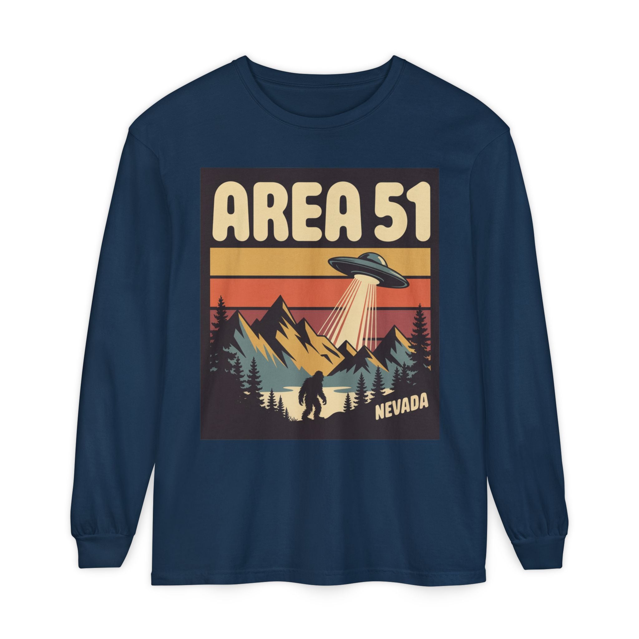Area 51 Nevada Long Sleeve Shirt — Retro UFO Alien Abduction Tee