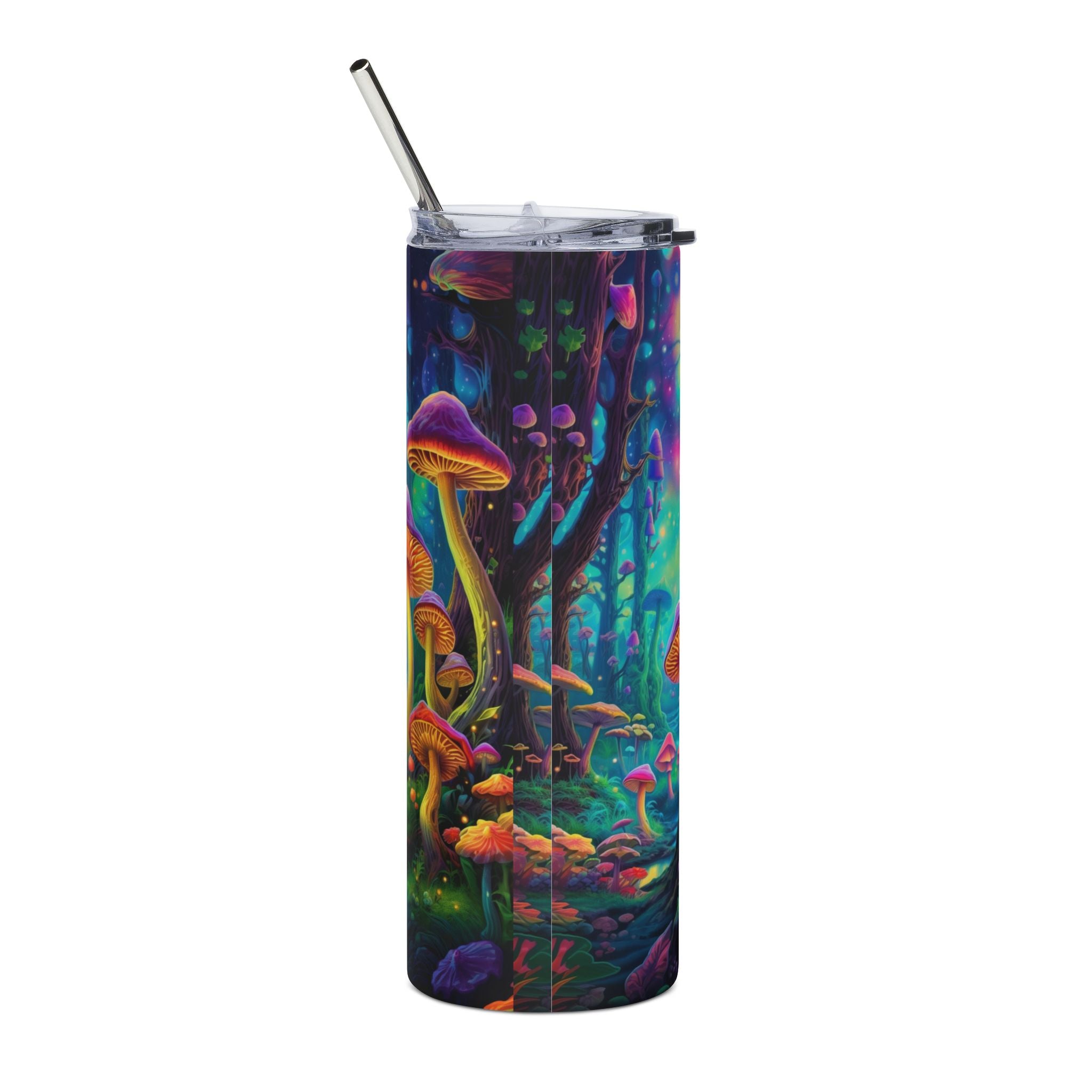 20oz Stainless Steel Tumbler — Psychedelic Glow Mushroom Forest Insulated Cup