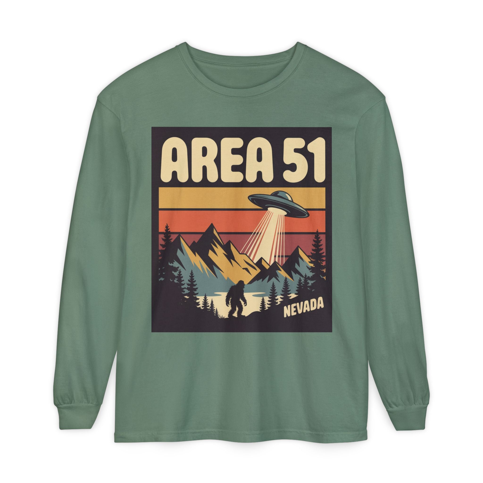 Area 51 Nevada Long Sleeve Shirt — Retro UFO Alien Abduction Tee