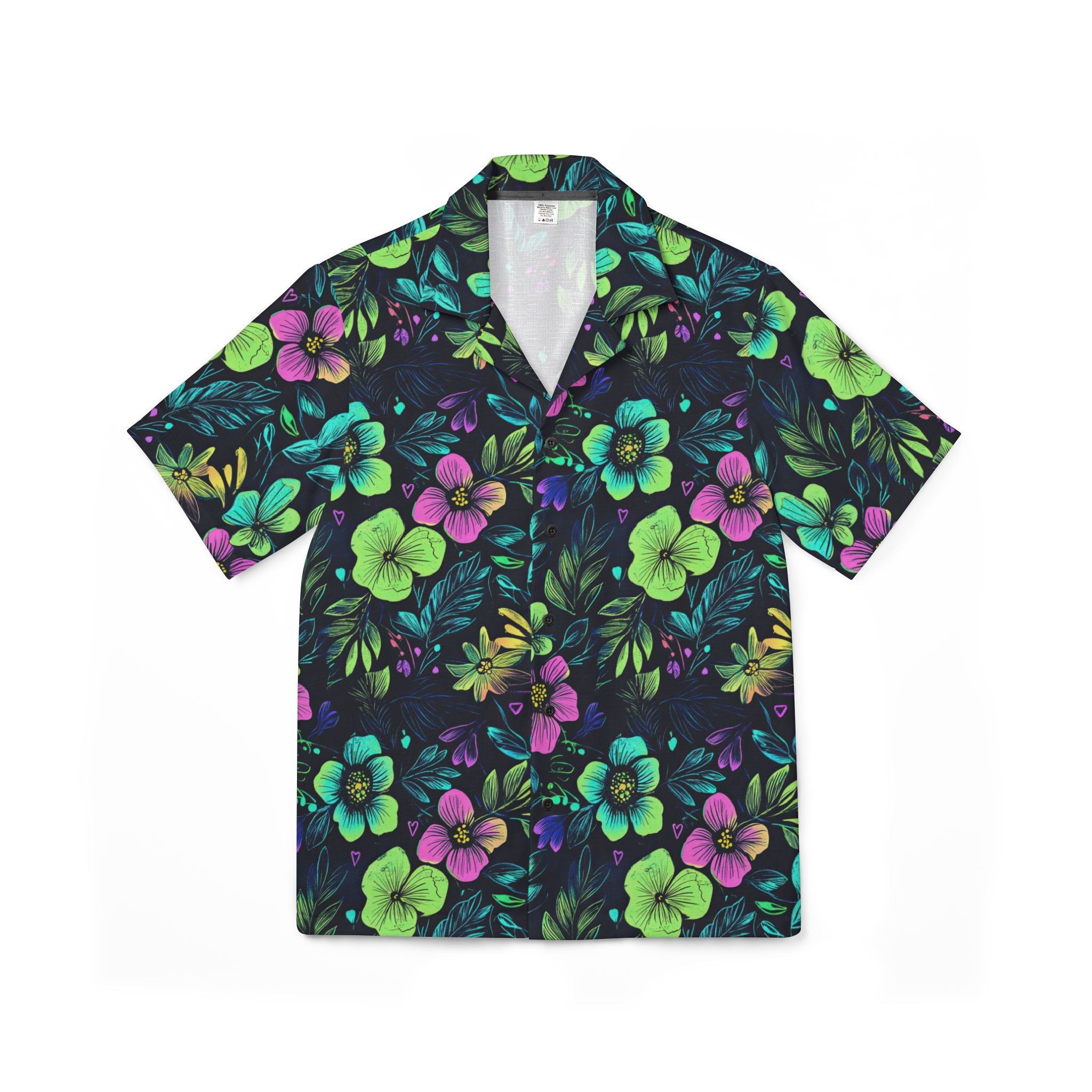 Vibrant Hawaiian Camp Shirt for Men | Tropical Floral AOP Design, Summer Vacation Wear, Beach Party Style, Casual Outdoor Shirt, Luau Outfit