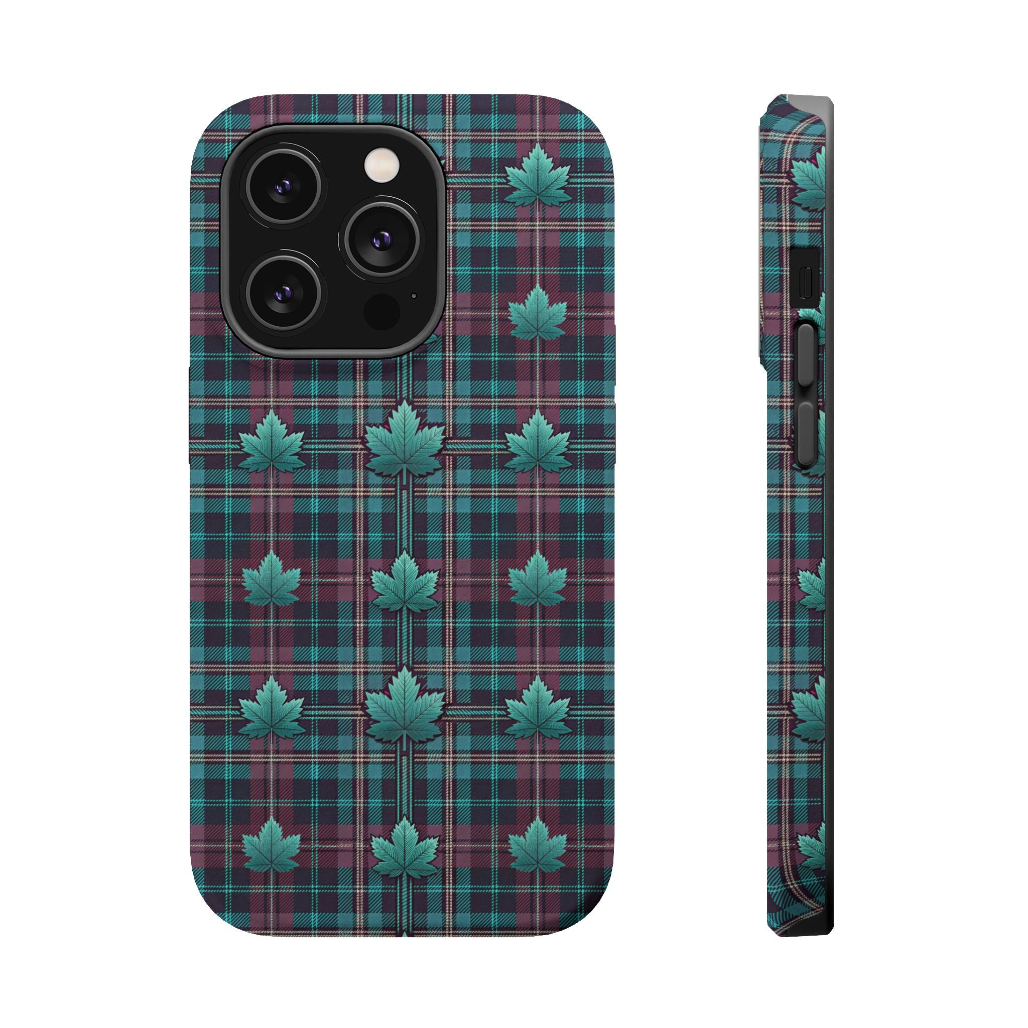 Plaid Forest Green Burgundy Magnetic Impact-Resistant Phone Cases, Stylish Phone Accessories for Protection, Ideal Gift for Tech Lovers, Perfect for Birthdays, Holidays