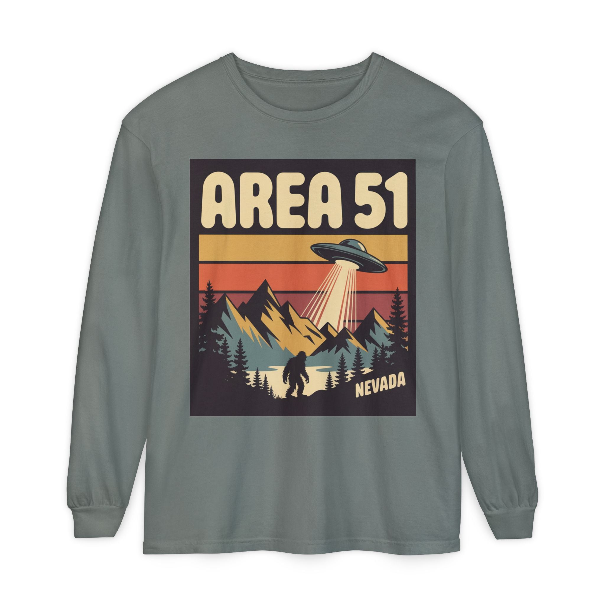 Area 51 Nevada Long Sleeve Shirt — Retro UFO Alien Abduction Tee